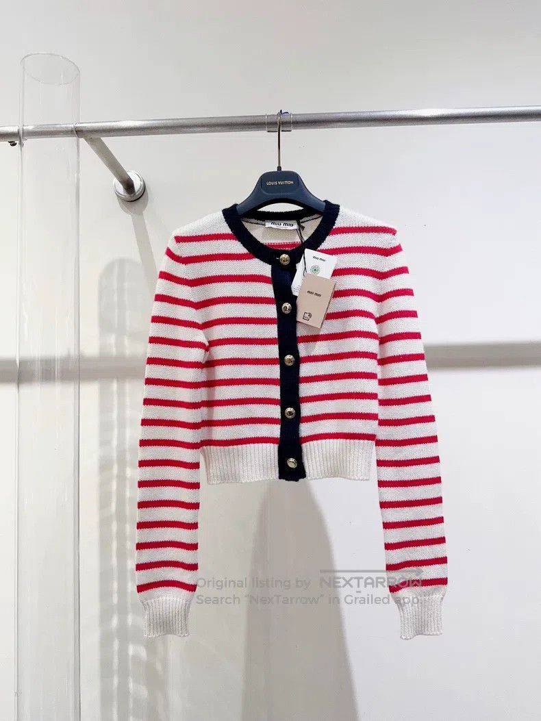 Miu Miu Miu Miu 36 Striped cardigan in early spring Size S / US 4 / IT 40 - 1 Thumbnail