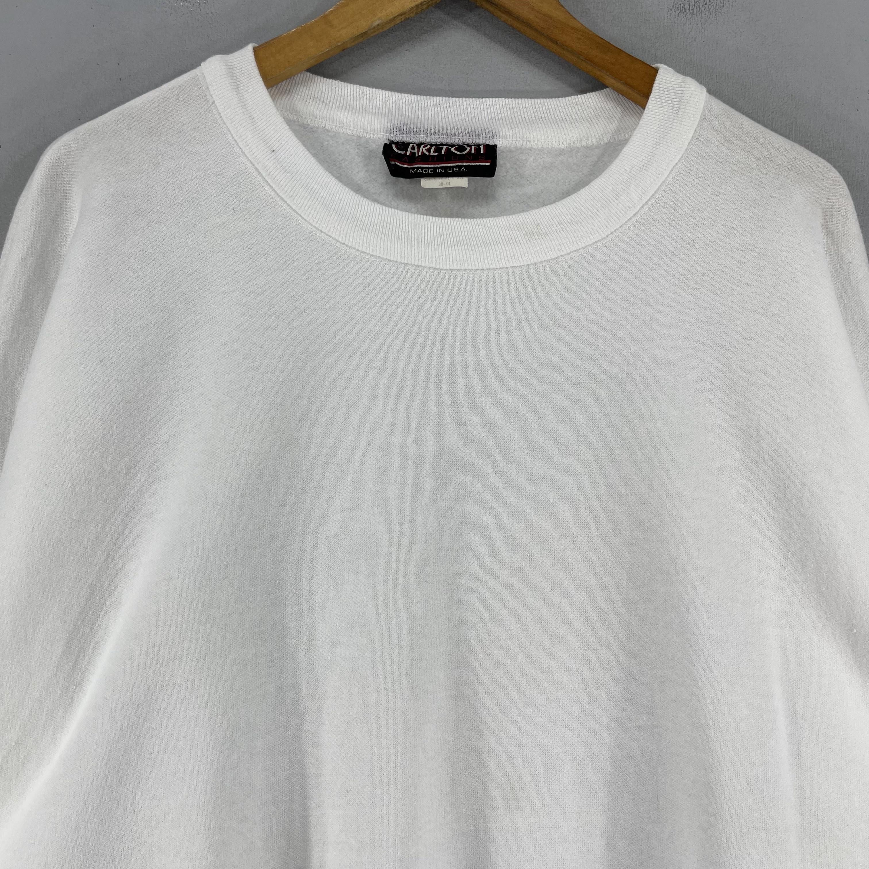 Vintage Vintage 1990s Plain White Sweatshirt Crewneck Oversized Size US XXL / EU 58 / 5 - 2 Thumbnail
