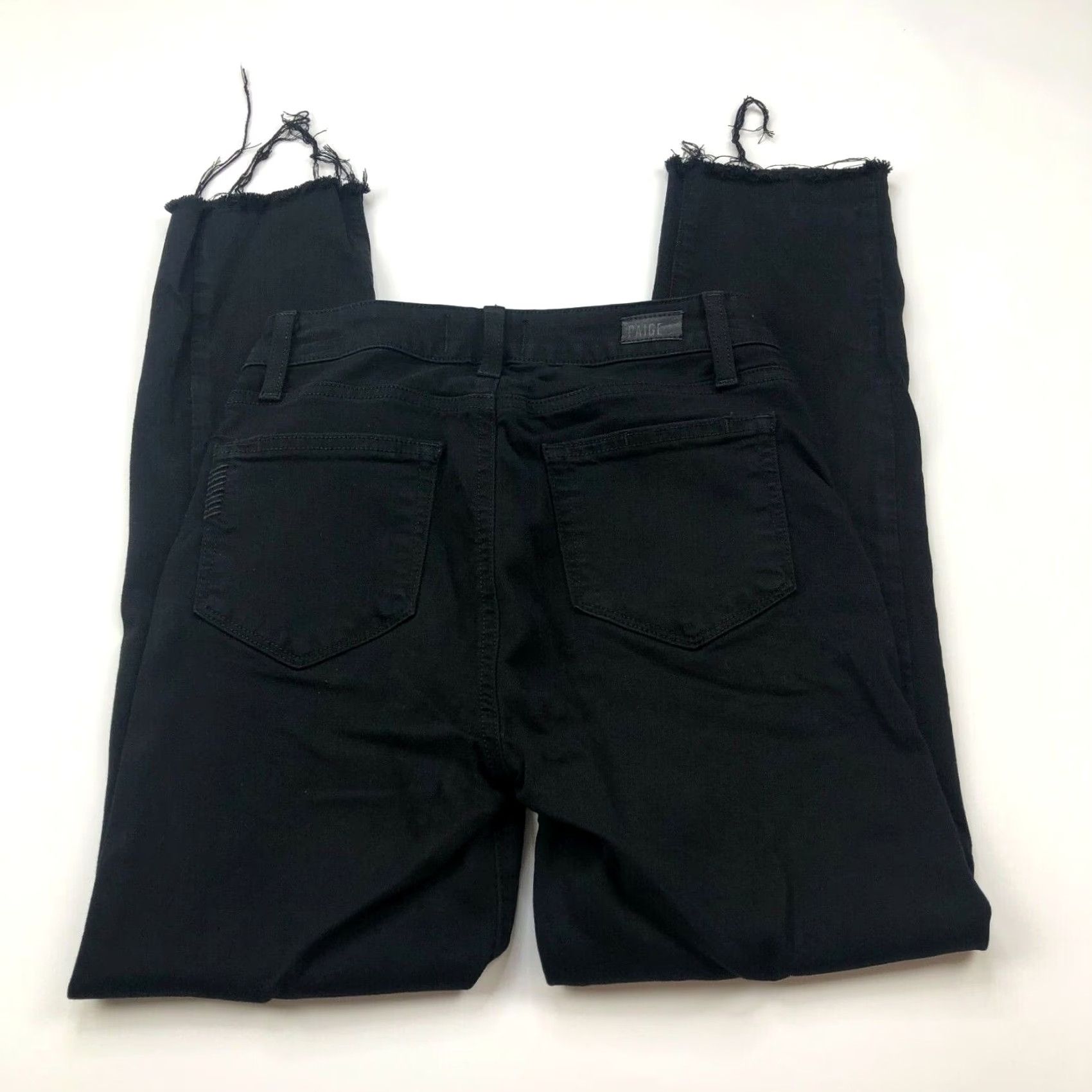 Paige Paige Hoxton Ultra Skinny 25 Jeans Black Denim Zip Raw Hem Women 25 in Inseam 25 in Slim Straight Vintage No 25W 25L Regular Size Pants Size 42" / US 20 - 2 Thumbnail