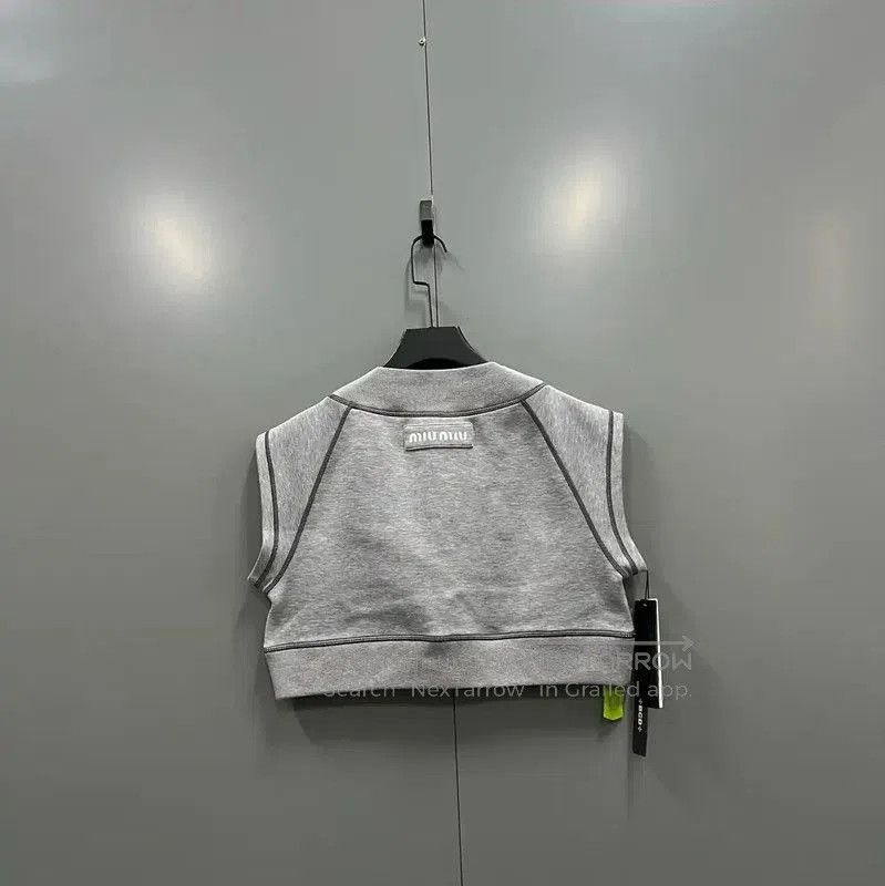 Miu Miu Miu Miu Gray Sleeveless Cropped Sweatshirt . Size M / US 6-8 / IT 42-44 - 3 Thumbnail