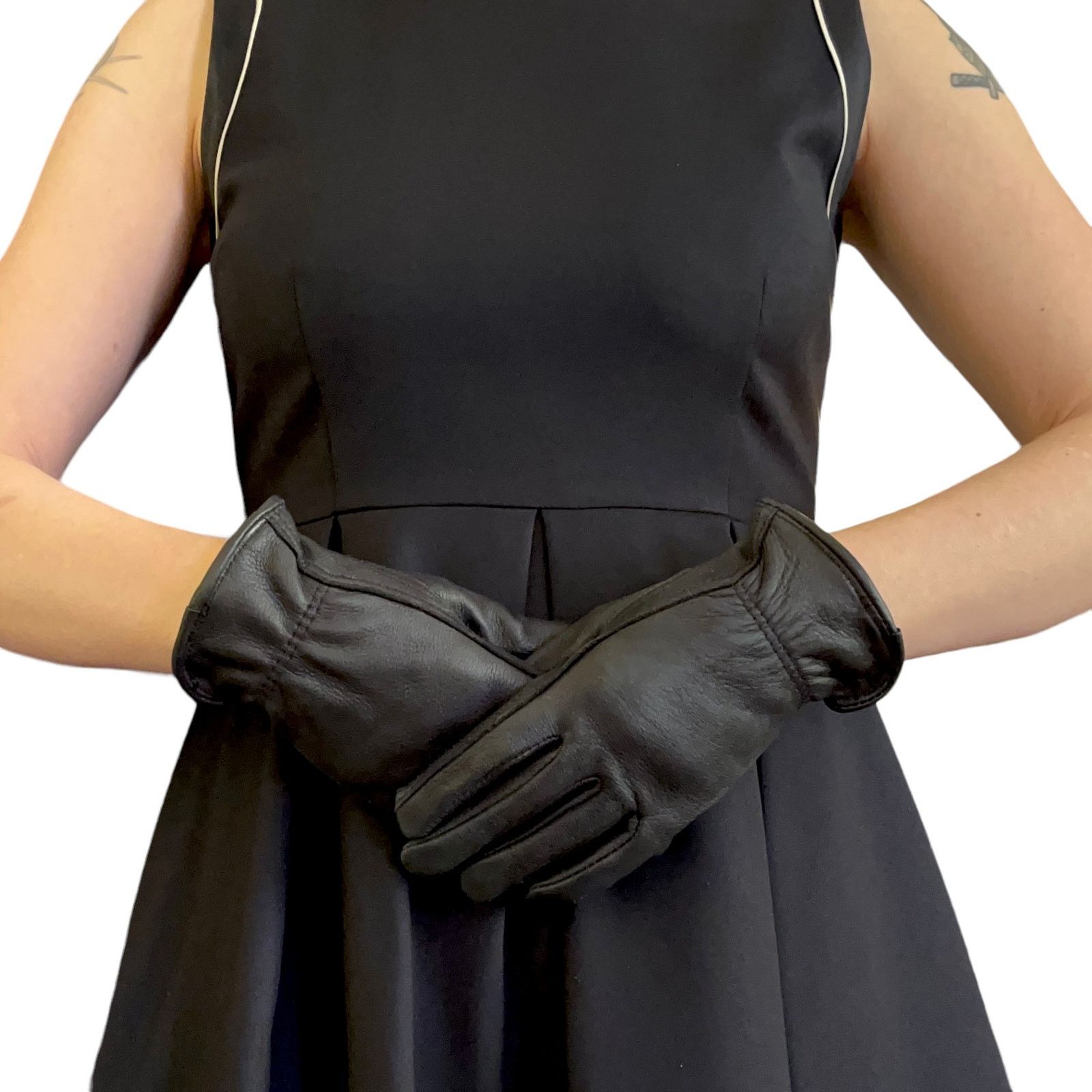 Other Deerskin Leather Black Unlined Winter Gloves Size ONE SIZE - 2 Thumbnail