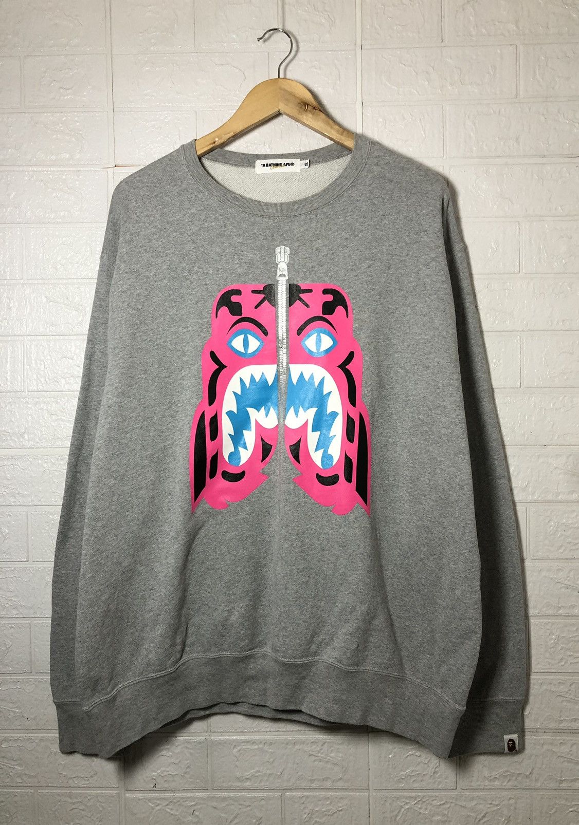 image of Bape x Nigo Tiger Crewneck in Grey, Men's (Size XL)