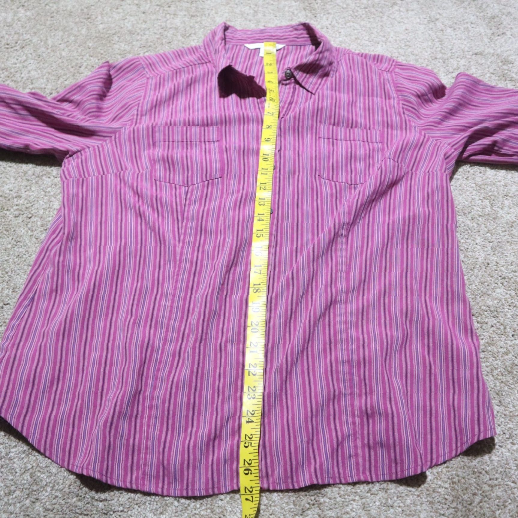 Croft & Barrow CROFT & BARROW Shirt Women's Size XL Purple Striped Button Up Long Sleeve Casual Size XL / US 12-14 / IT 48-50 - 6 Thumbnail