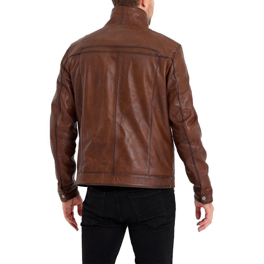 Other Mens Waxed Bomber Brown Leather Jacket Size US XXL / EU 58 / 5 - 7 Thumbnail