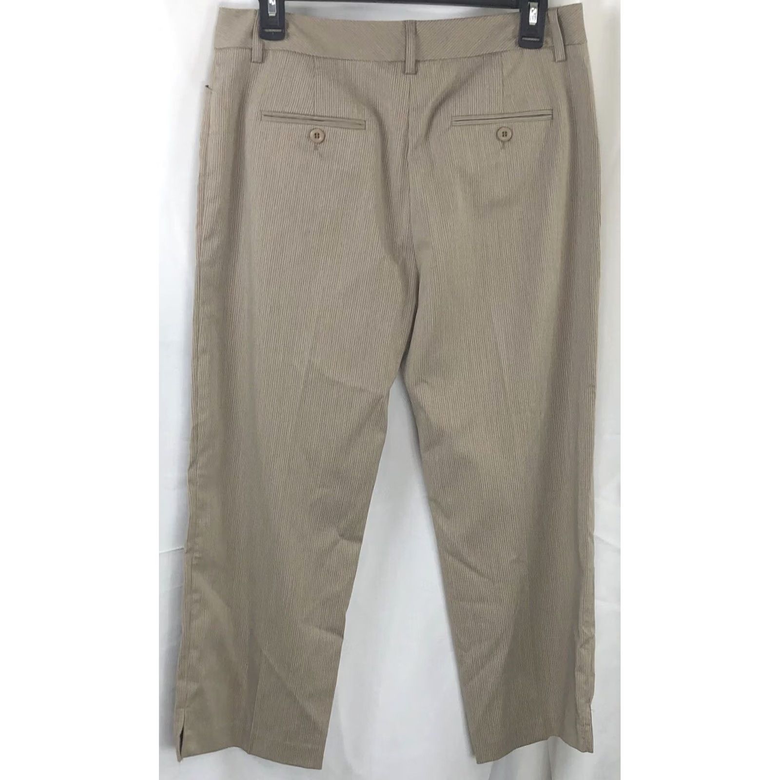 Vintage AB Studio Cropped Pants 6 Lt Brown Stripe 31"W midrise career business Womens Size 28" / US 6 / IT 42 - 2 Thumbnail