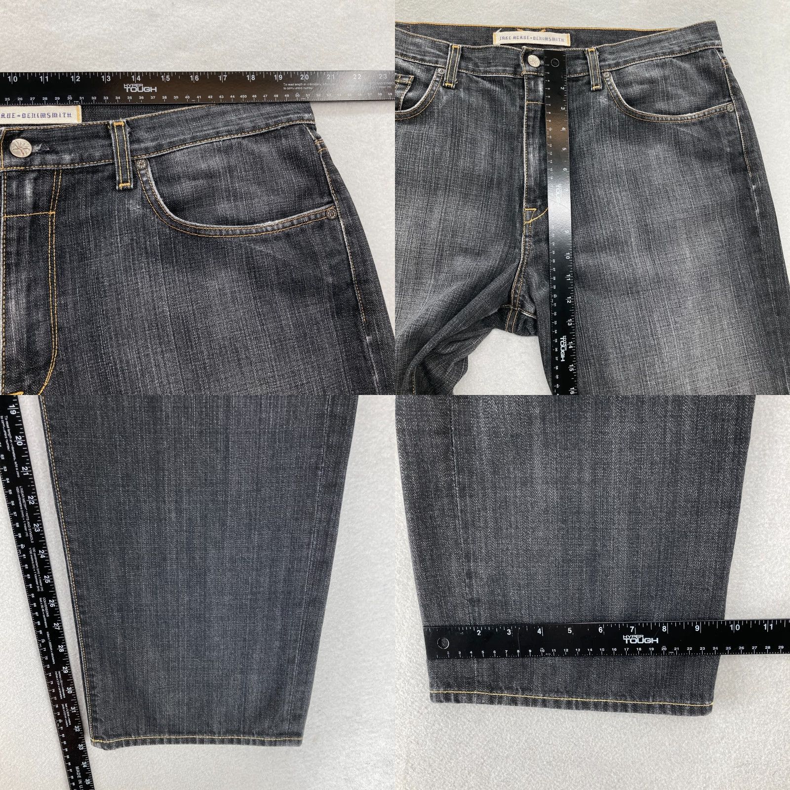 Denime Agave The Fortyniner Jeans Mens 40x33 Straight Fit Loose Comfort Relaxed Denim Black Diablo Negro Size US 40 / EU 56 - 8 Thumbnail
