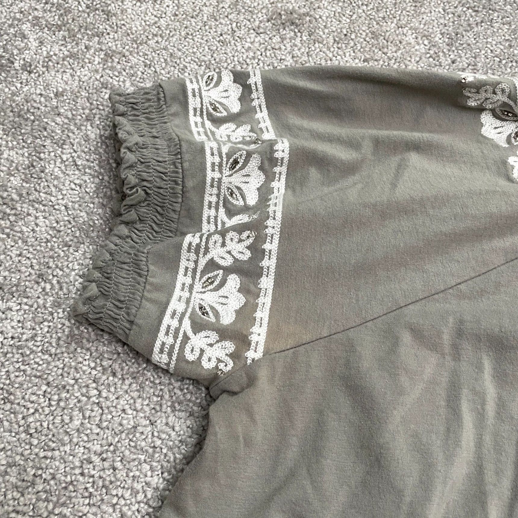 Vintage VINTAGE INC International Concepts Womens Blouse Shirt Short Sleeve 1X Gray Bohemian Casual Size XL / US 12-14 / IT 48-50 - 5 Thumbnail