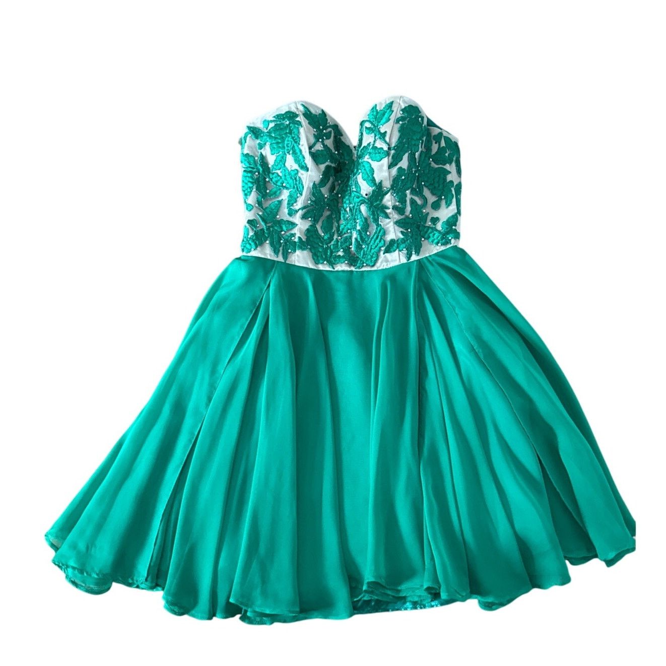 Other Sherri Hill Emerald green beaded flower sweetheart mini Size M / US 6-8 / IT 42-44 - 9 Thumbnail