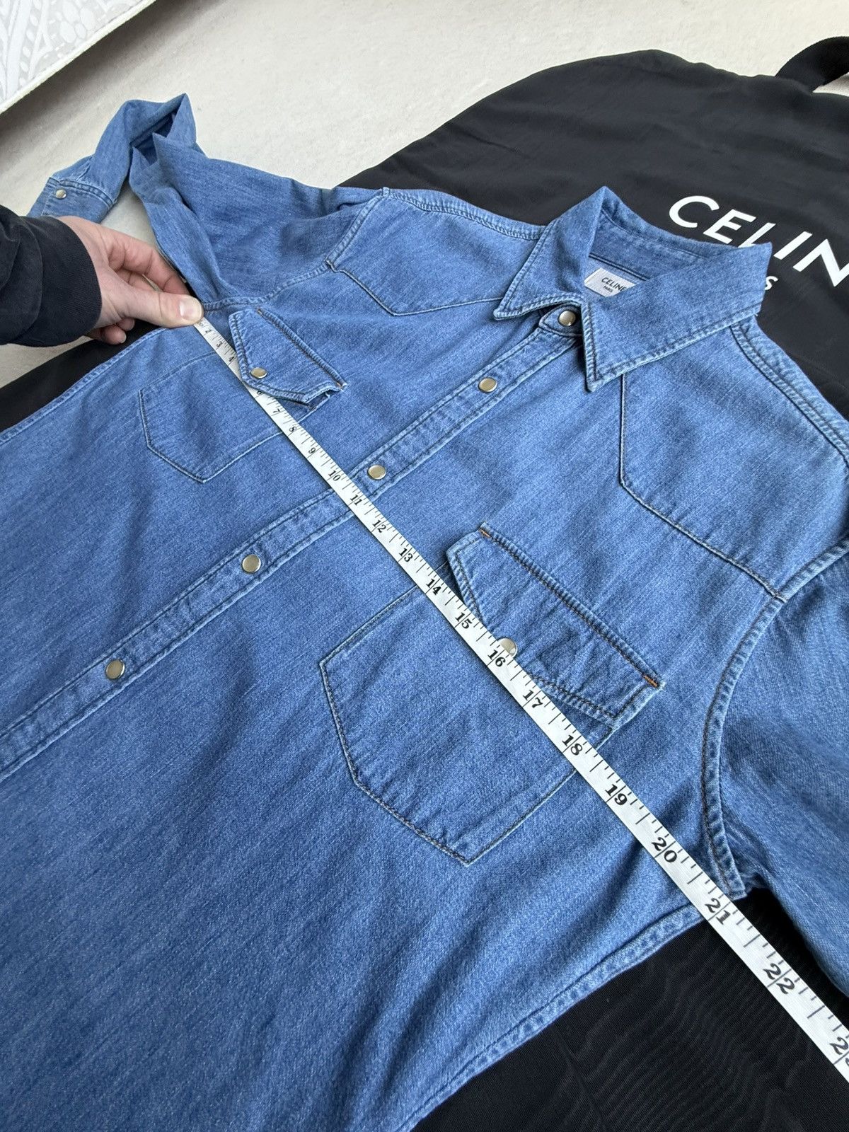 Celine FW20 Celine denim western shirt Hedi Slimane M grail union Size US M / EU 48-50 / 2 - 5 Thumbnail