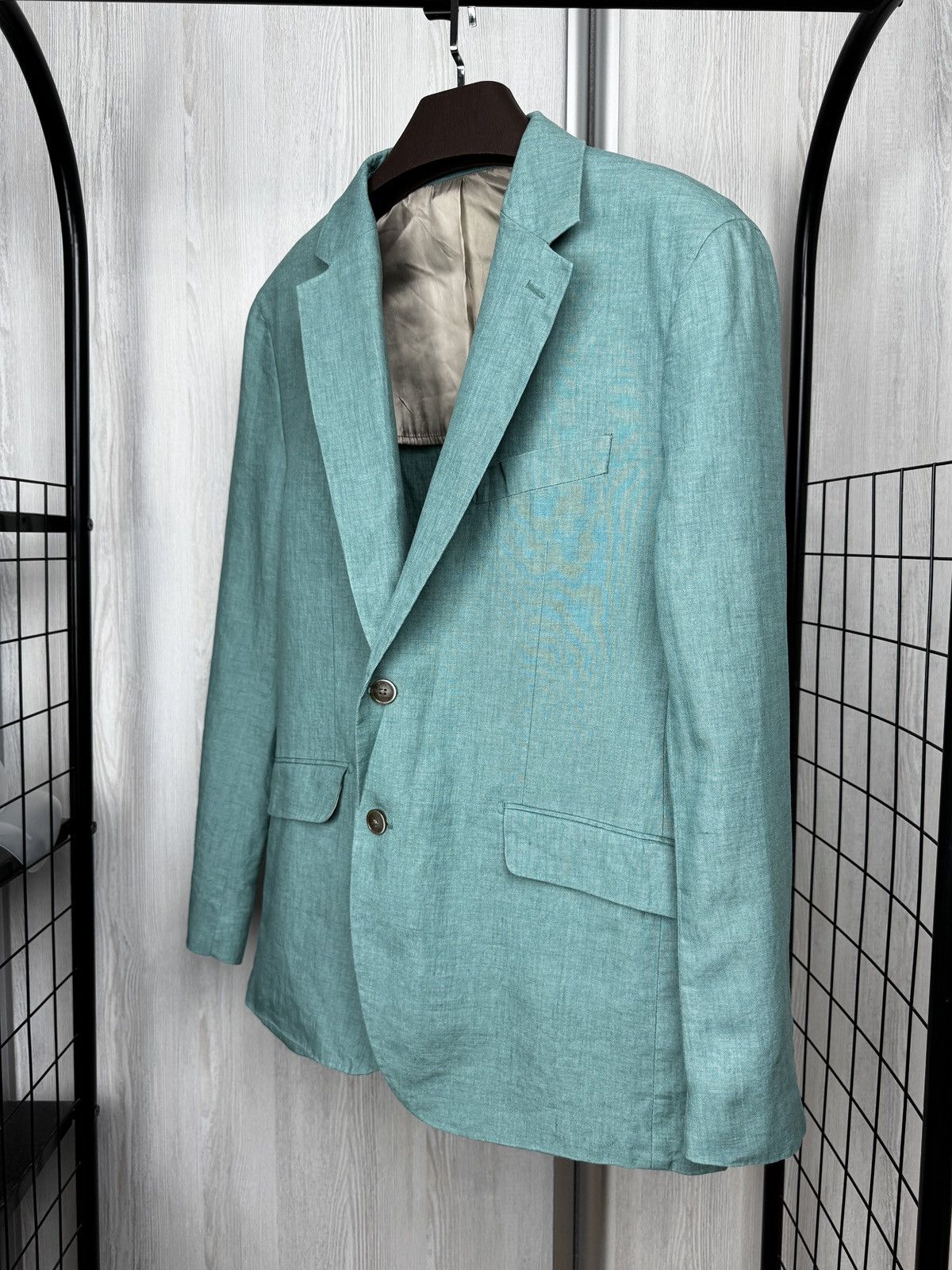 Hackett Hackett London delave linen aqua blue half lined blazer Size 44R - 6 Thumbnail