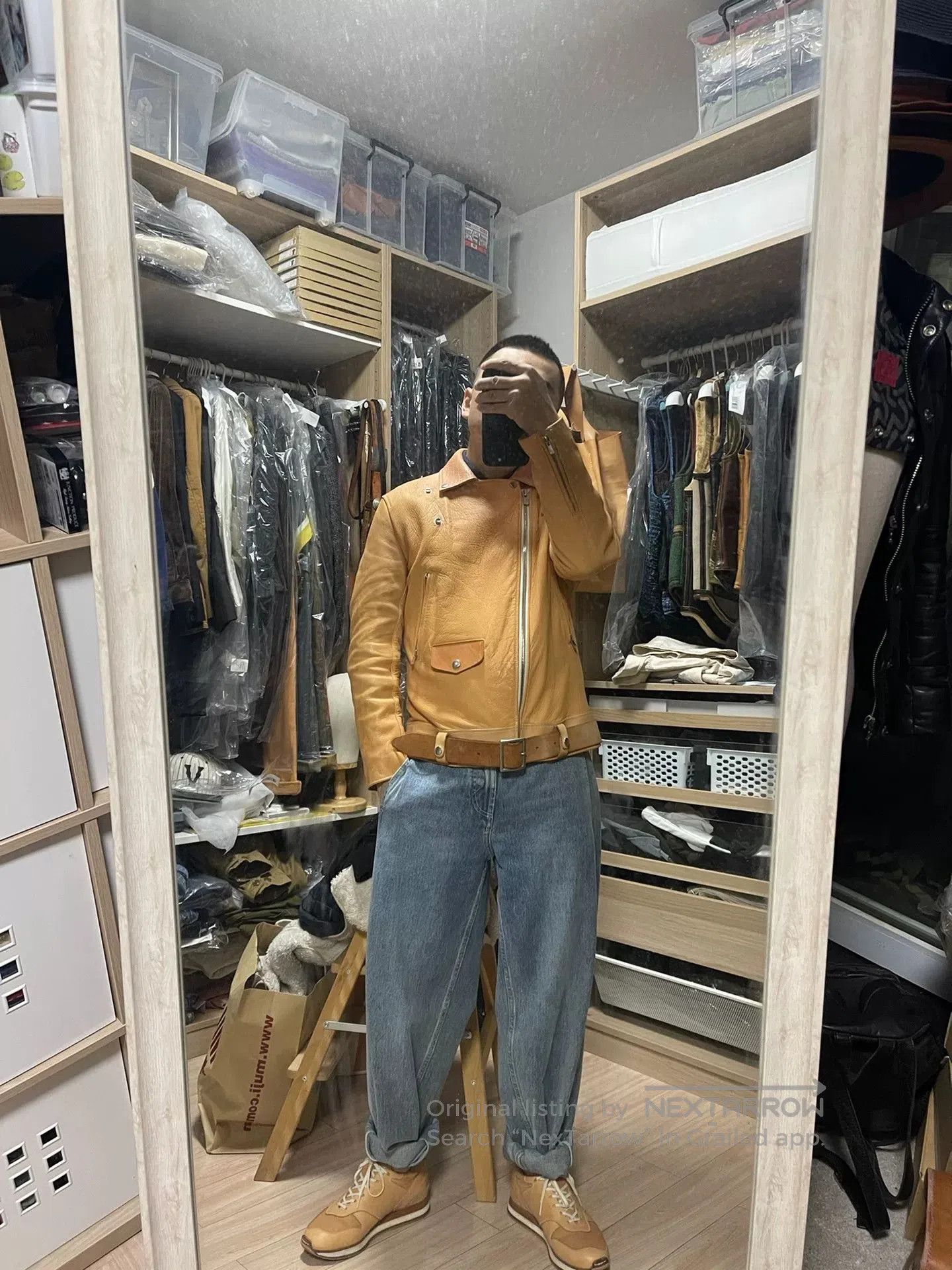 Hender Scheme hender scheme leather motorcycle jacket in beige. Size US M / EU 48-50 / 2 - 8 Thumbnail