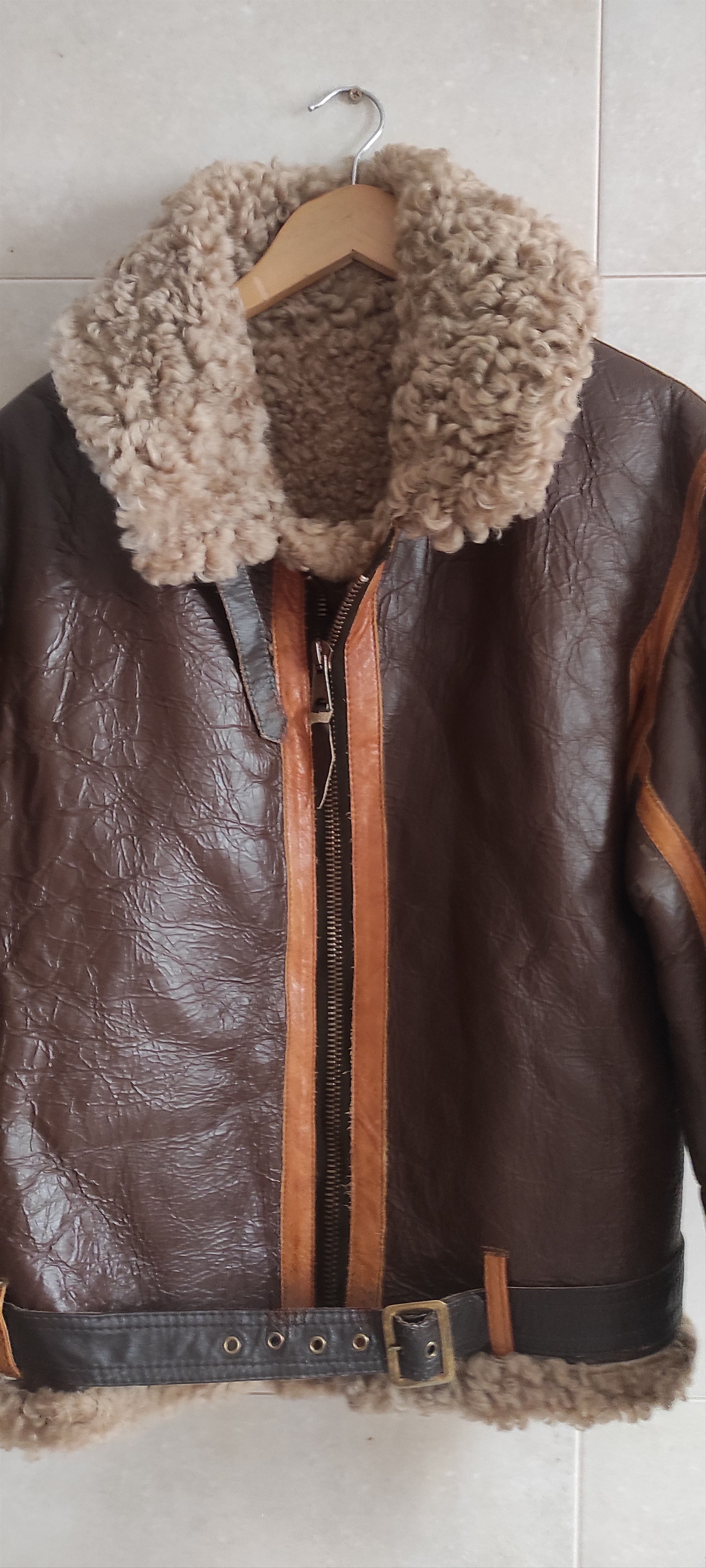 Other Bomber Flying Genuine Sheepskin Leather Fur Jacket Size US L / EU 52-54 / 3 - 7 Thumbnail