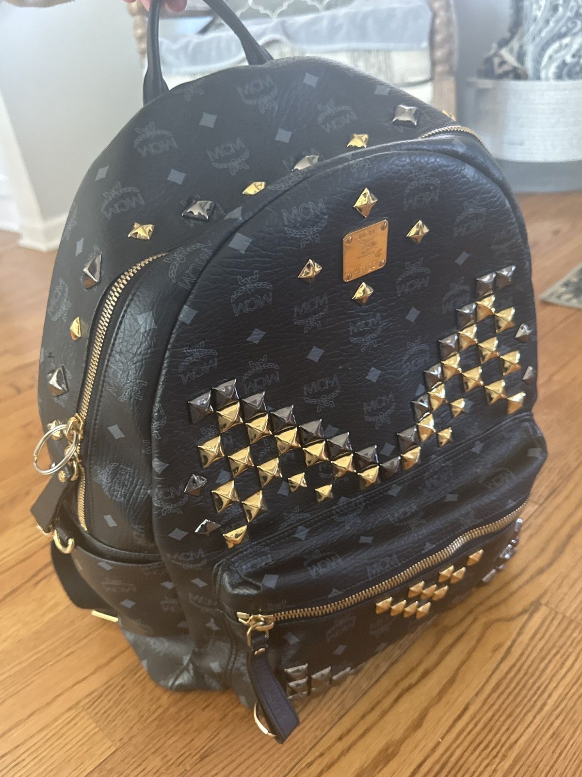 MCM visetos stark leather studded backpack