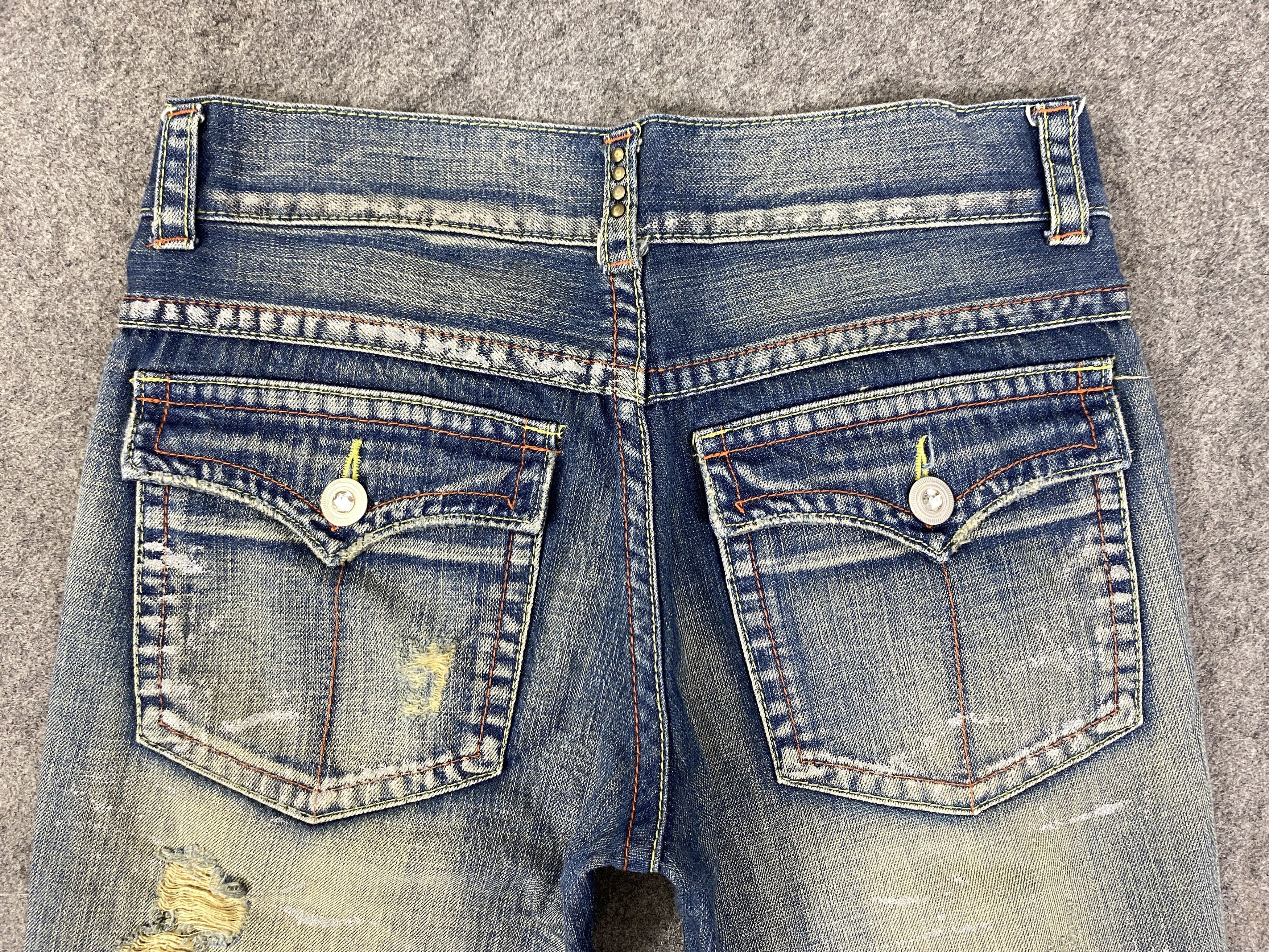 Japanese Brand Faded Blue Vintage Agate Label Flare Jeans 33x30.5 - JN3269 Size US 33 - 4 Thumbnail