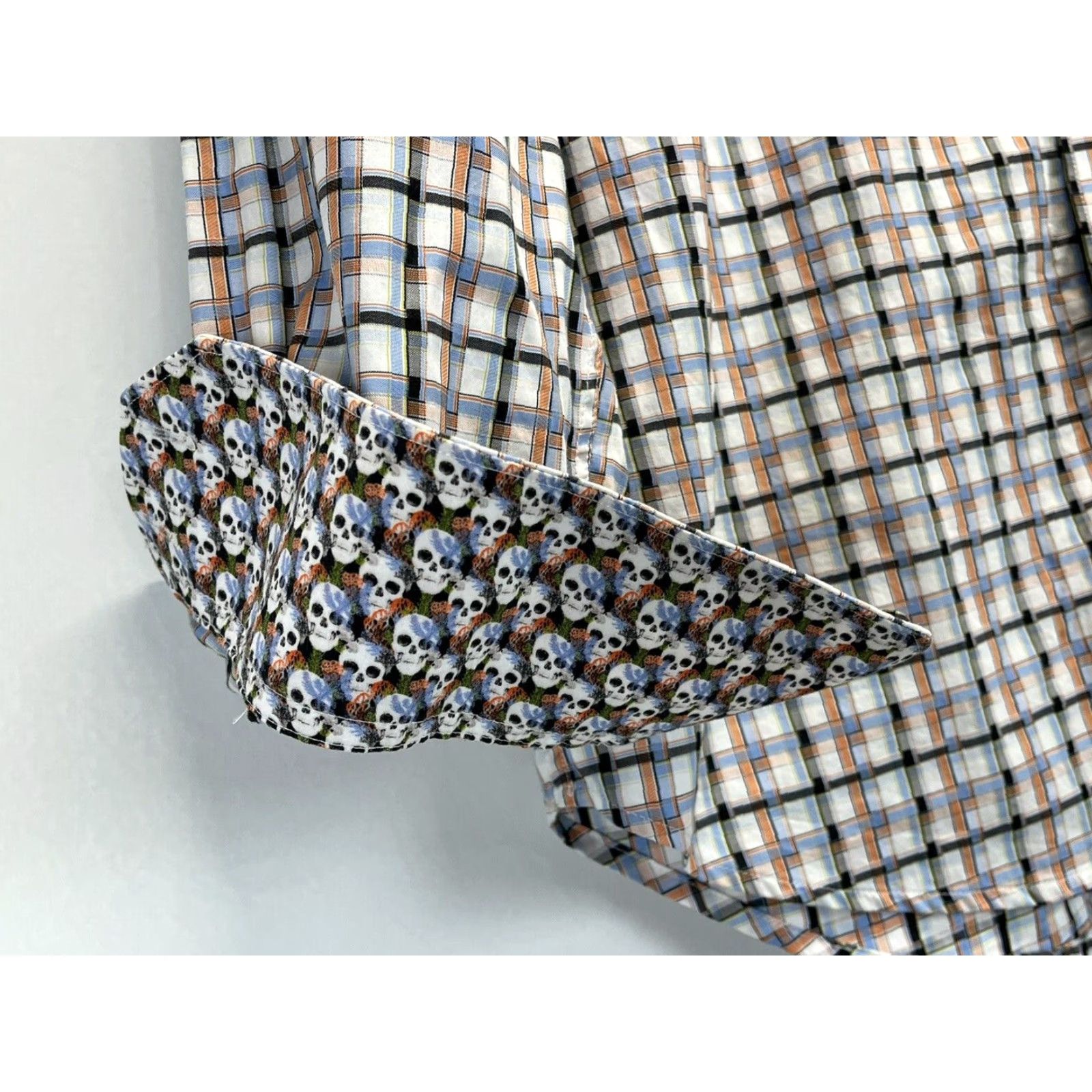 Robert Graham Robert Graham Plaid Button Up Shirt Mens Large Skull Flip Cuff Multicolor Cotton Size US L / EU 52-54 / 3 - 4 Thumbnail