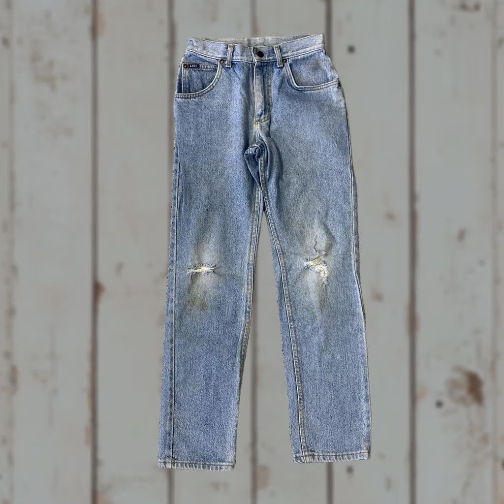 Lee VINTAGE Lee Jeans Blue Denim 80s Slim 24x27.5 Womens Regular Inseam 27.5 Straight Wide Size 42" / US 20 - 1 Thumbnail