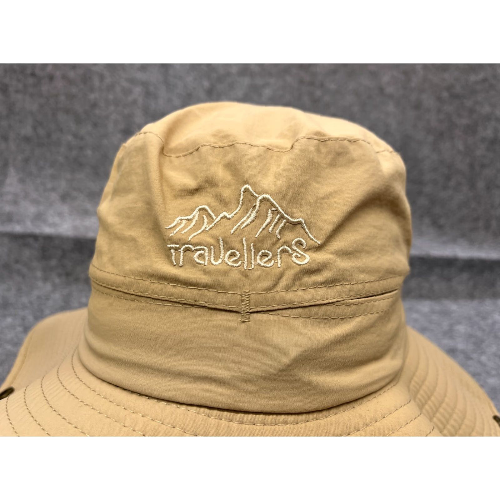 Vintage Travellers Sun Bucket Hat Adult One Size Beige Knit 100% Polyester Camp Outdoors Size ONE SIZE - 2 Thumbnail
