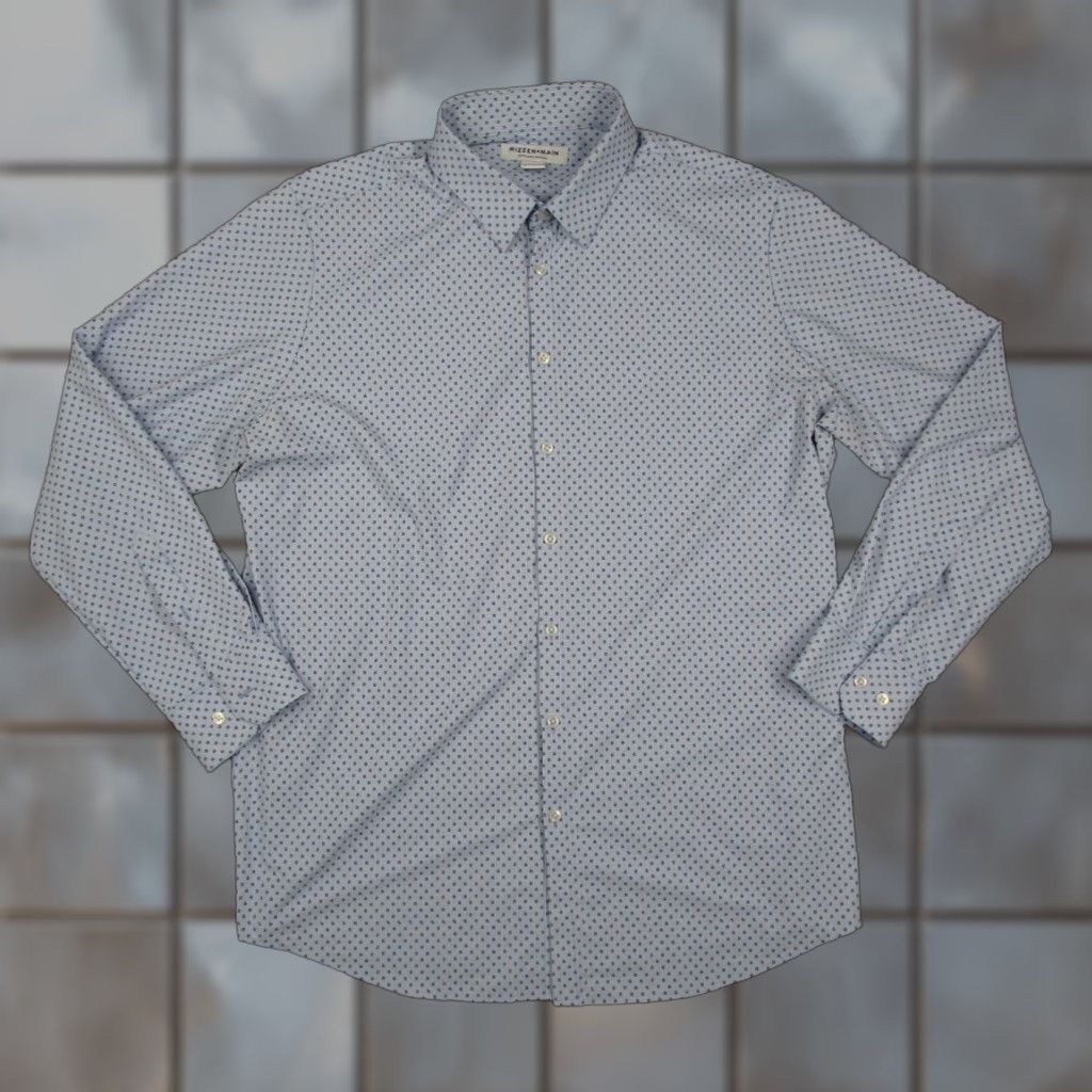 Mizzen+Main Mizzen+Main Shirt Mens 2XL Blue Striped Print Dress Shirt Slim Fit Performance Stretch Button Front Casual/Semi-Formal Menswear Size 48R - 1 Thumbnail