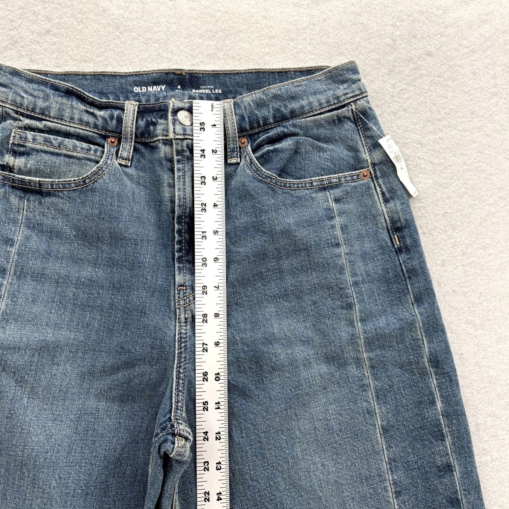 Old Navy Old Navy Womens 4 Tall Blue Relaxed Stretch Barrel Leg Jeans High Rise Denim NWT Size 27" / US 4 / IT 40 - 7 Thumbnail