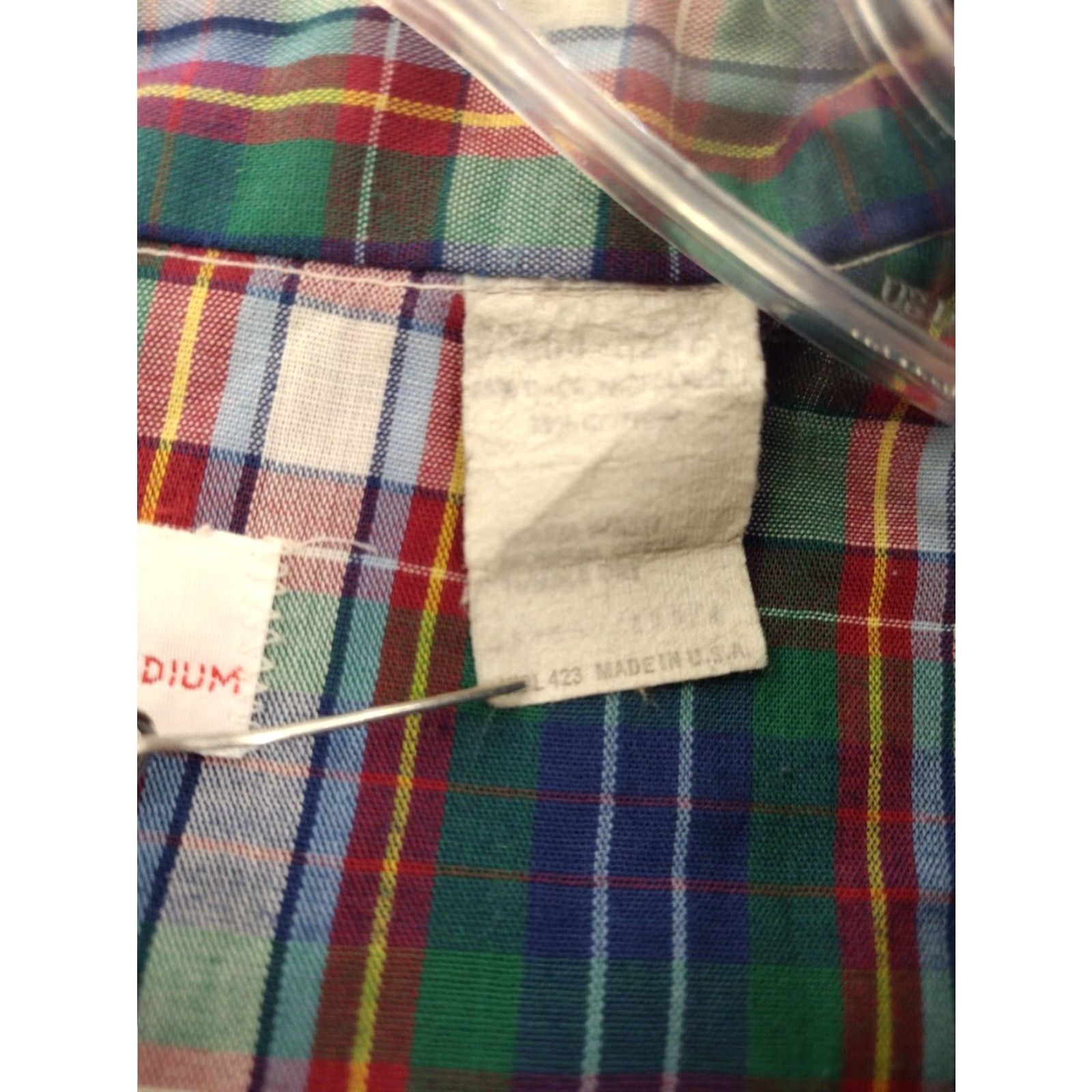 Levi's Levis Plaid Button Up Shirt Mens Medium Long Sleeve Green Multicolor 80s Size US M / EU 48-50 / 2 - 7 Thumbnail