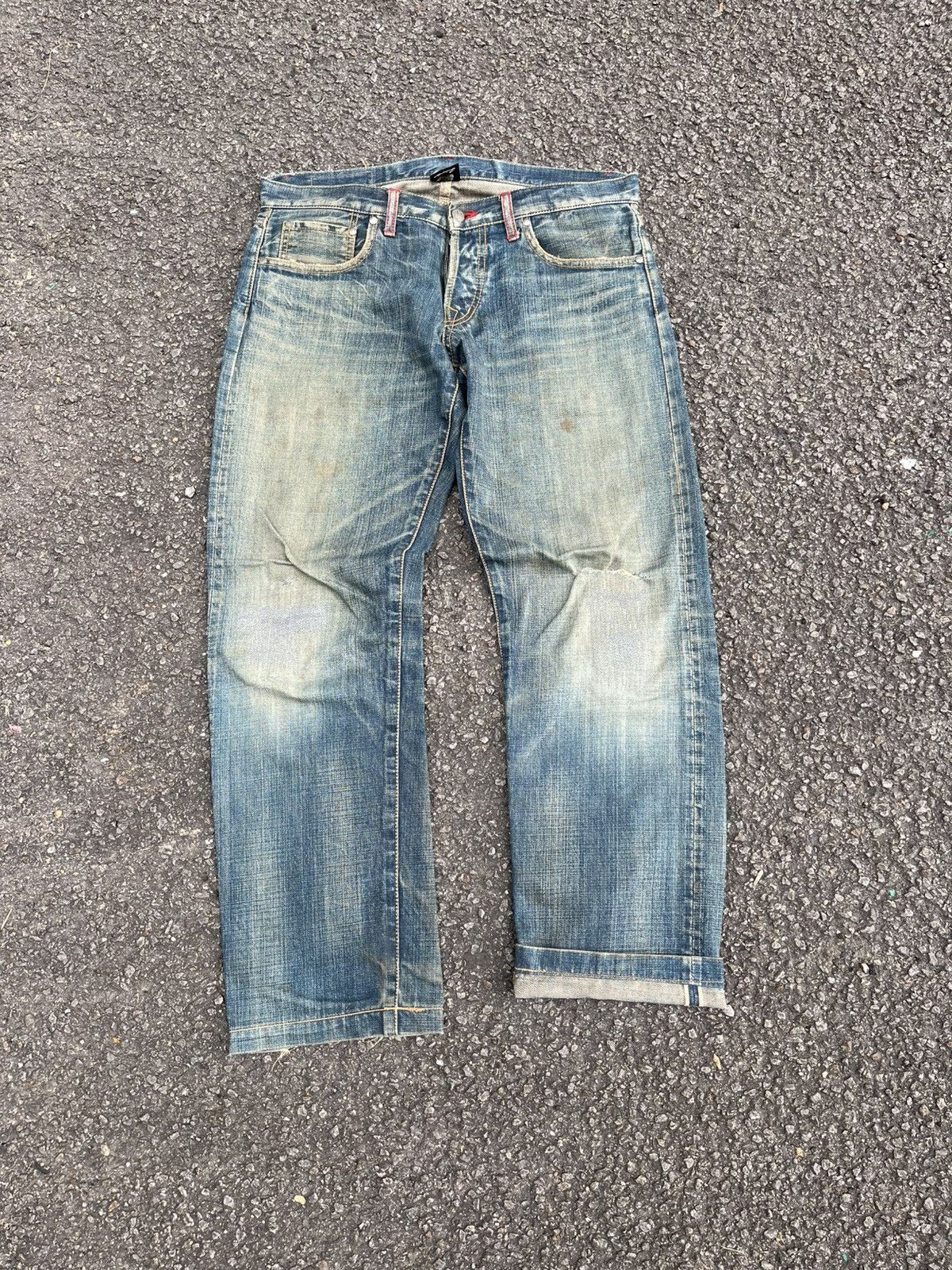 Japanese Brand Japanese Selvedge Denim Rusty Distressed Red Line Jeans Size US 34 / EU 50 - 1 Thumbnail