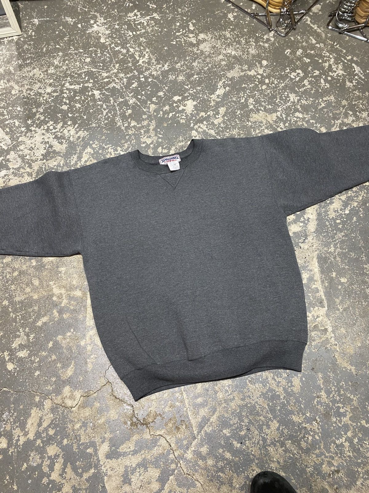 Vintage Vintage Spalding Faded Black/Grey Blank Pullover Crewneck Size US L / EU 52-54 / 3 - 6 Thumbnail