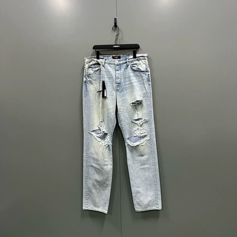 Amiri Amiri Blue Washed Destroyed Jeans Size US 36 / EU 52 - 1 Thumbnail