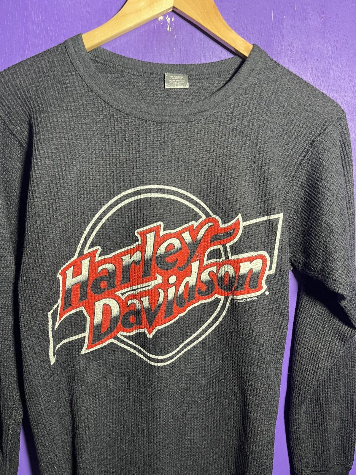 Harley Davidson × Vintage Vintage 1992 Harley Davidson red logo thermal long-sleeve Size US L / EU 52-54 / 3 - 3 Thumbnail