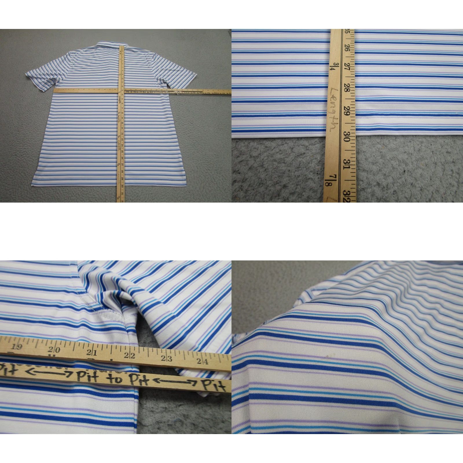 Vintage Straight Down Polo Shirt Golf Mens L Blue White Stripe Valencia Country Club Size US L / EU 52-54 / 3 - 8 Thumbnail