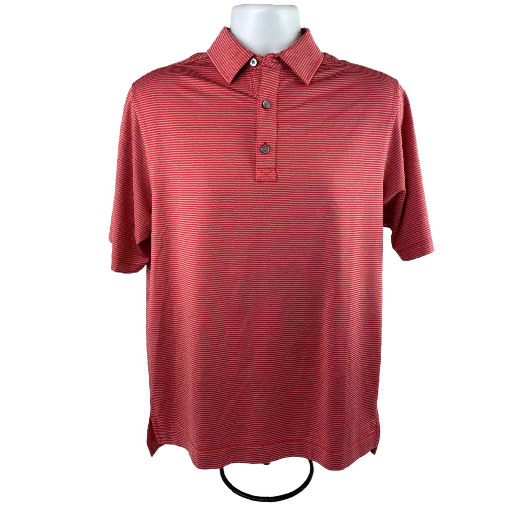 FOOTJOY Red Gray Striped Short Sleeve Golf Polo Shirt Men’s hotsell Size Large