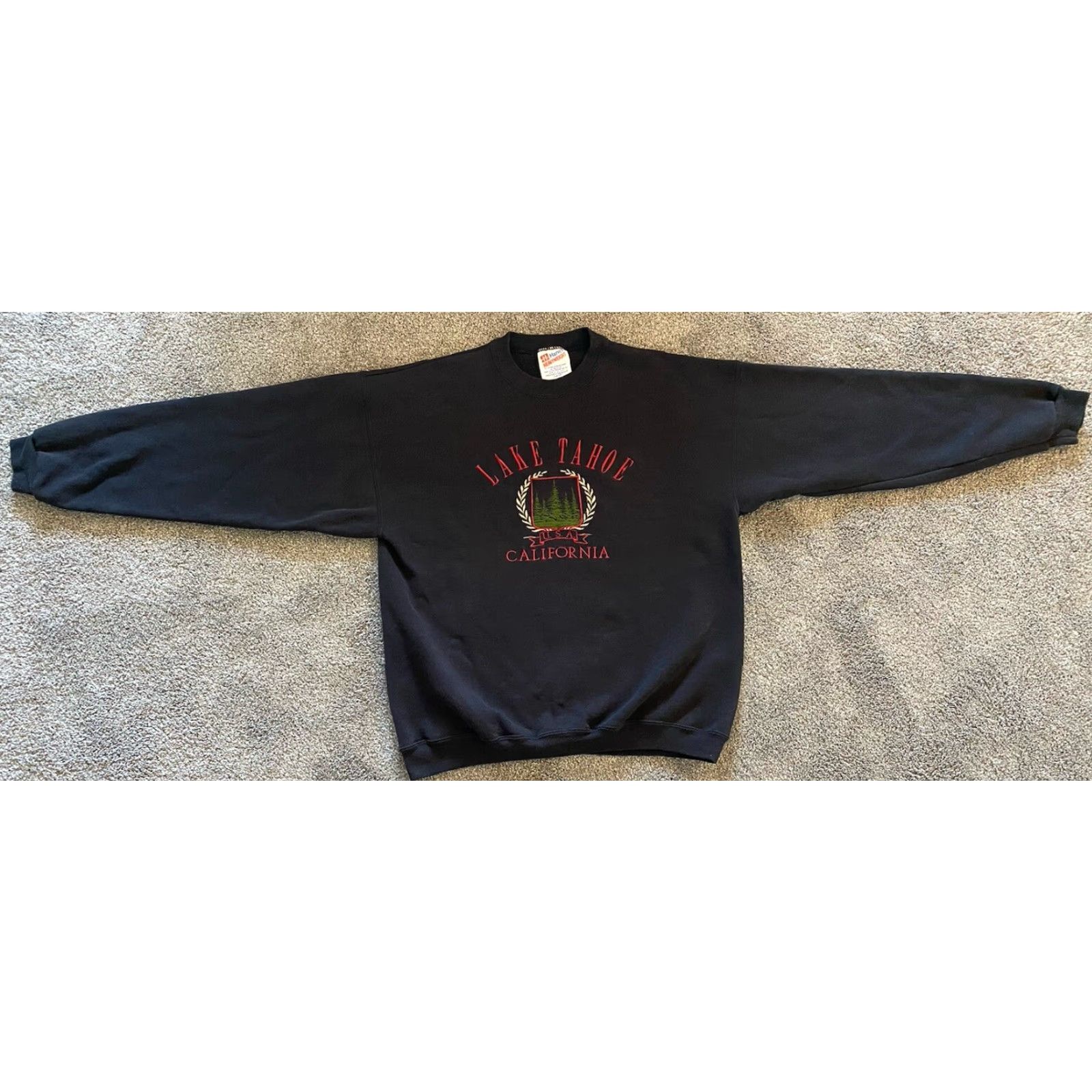 Hanes VINTAGE Hanes Heavyweight Sweatshirt Lake Tahoe California Made In USA Mens L Black Sweatshirt USA Retro 90s Mens Size US L / EU 52-54 / 3 - 2 Thumbnail