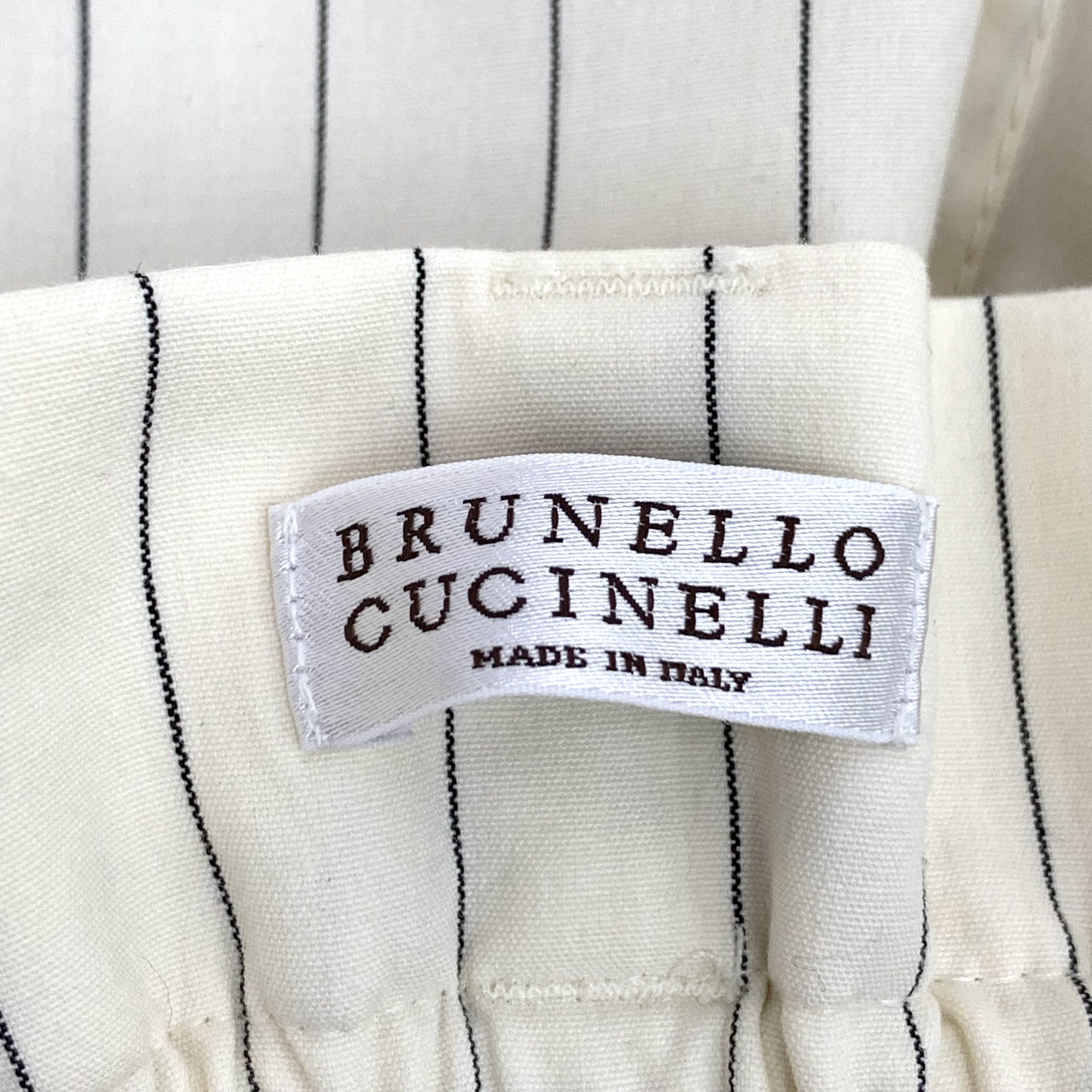 Brunello Cucinelli Brunello Cucinelli Striped Cotton Pants White (40) Size 27" / US 4 / IT 40 - 6 Thumbnail