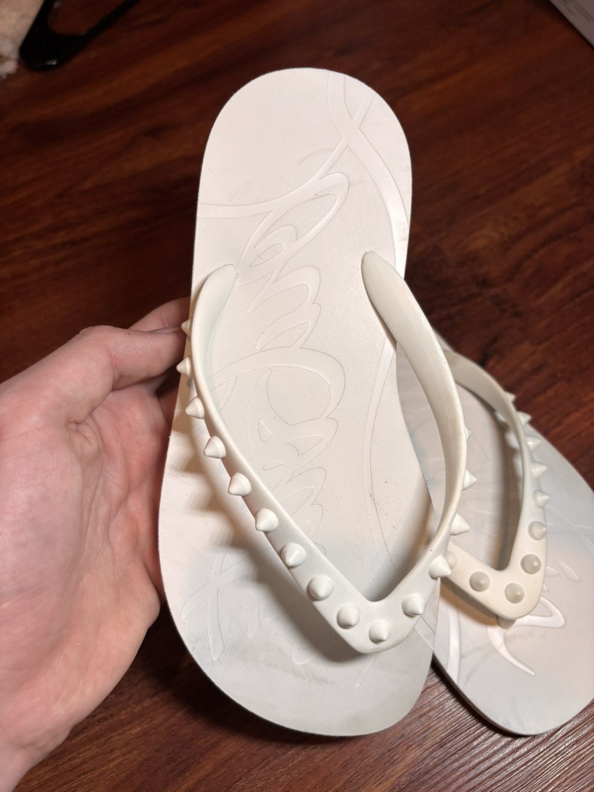 Christian Louboutin Christian Louboutin Loubi Spiked Red Sole Flip Flops Size US 4.5 / IT 34.5 - 2 Thumbnail