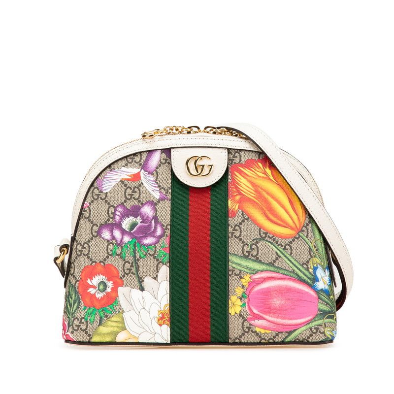 Gucci Gucci Ophidia Flora Pvc Shoulder Bag Leather Crossbody Bag 499621 in Beige, Women's