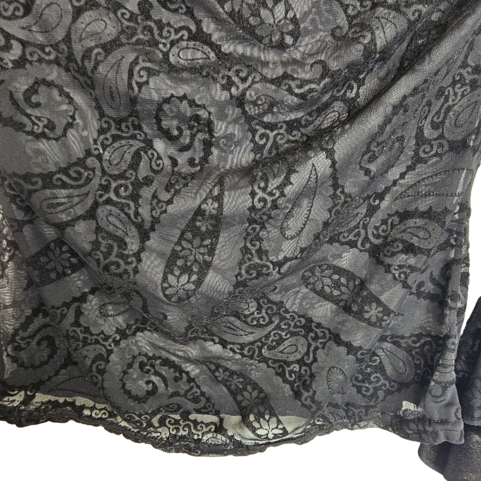 HARAGO Sharagano Velvet Burnout Off Shoulder Top S Whimsigoth Sheer Size S / US 4 / IT 40 - 3 Thumbnail