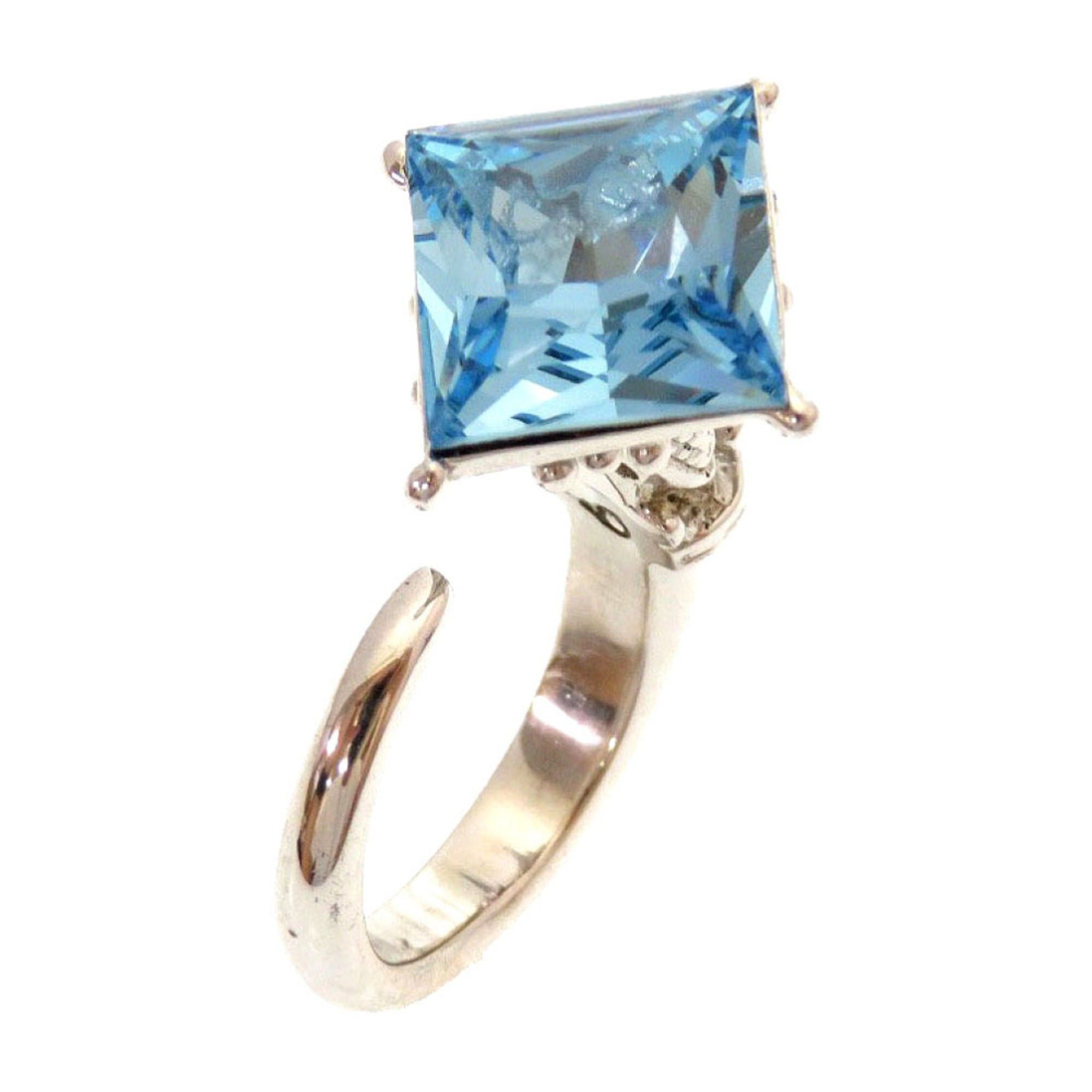 Dior Christian Dior Like new Dior Blue Stone Metal Silver Ring 0141 Size ONE SIZE - 1 Thumbnail