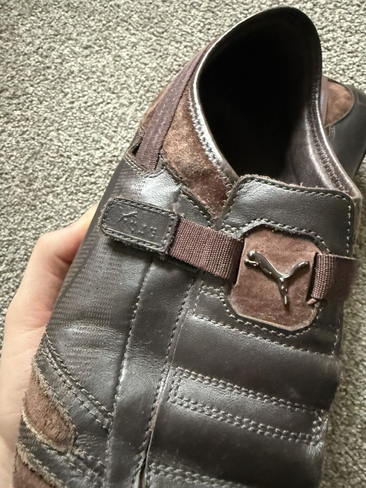 Puma Puma Leather Driving Shoes Brown Slip-On Loafers Size US 11.5 / EU 44-45 - 2 Thumbnail