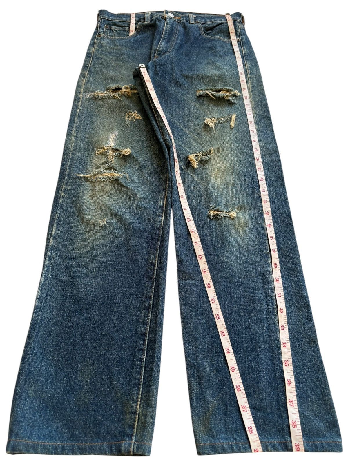 Levi's Vintage 80s Levis 502XX Big E Selvedge Distress Rip Jeans Size US 29 - 15 Thumbnail