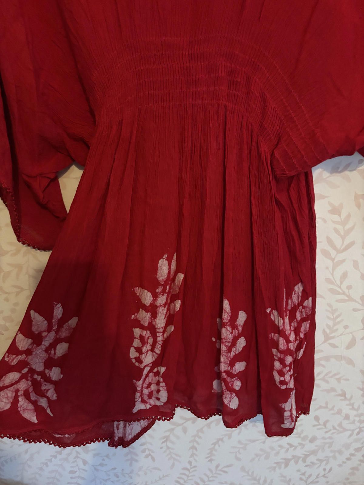 Other NWOT Bohemian Style Women's Tunic w White Floral Embroidery Size ONE SIZE - 6 Thumbnail