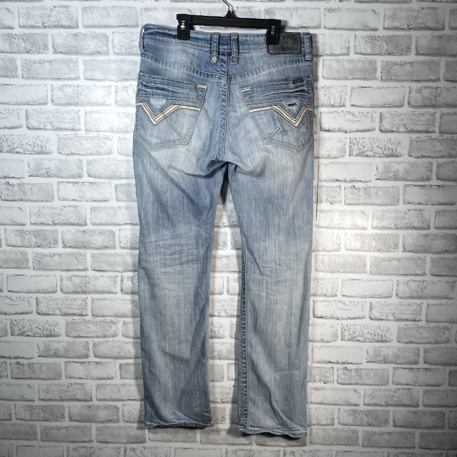 Vintage VINTAGE Salvage Mayhem Straight Regular Fit Ripped Denim Jeans Mens 32x32 Blue Jeans Size US 32 / EU 48 - 5 Thumbnail