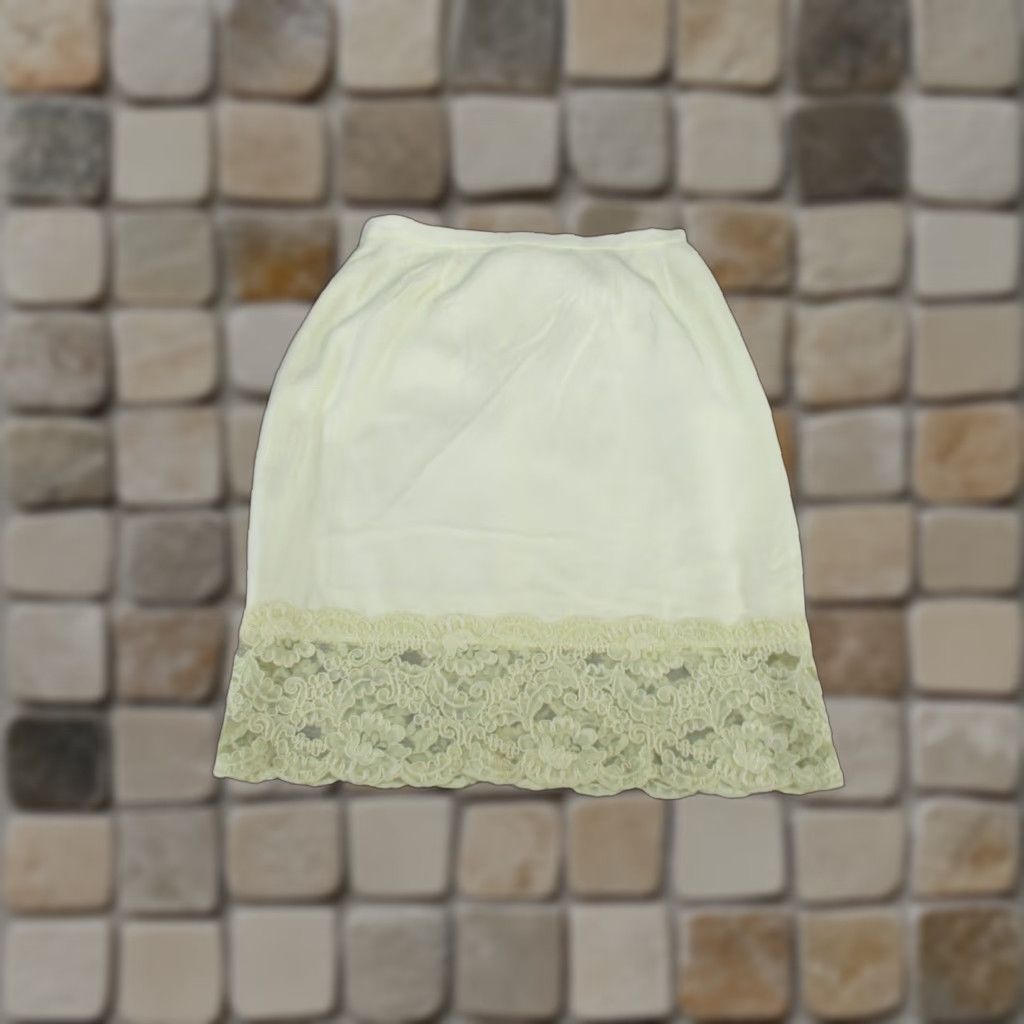 Vintage Huey Waltzer Skirt Womens 10 Ivory Pencil Zip Knee Length Size 32" / US 10 / IT 46 - 1 Thumbnail