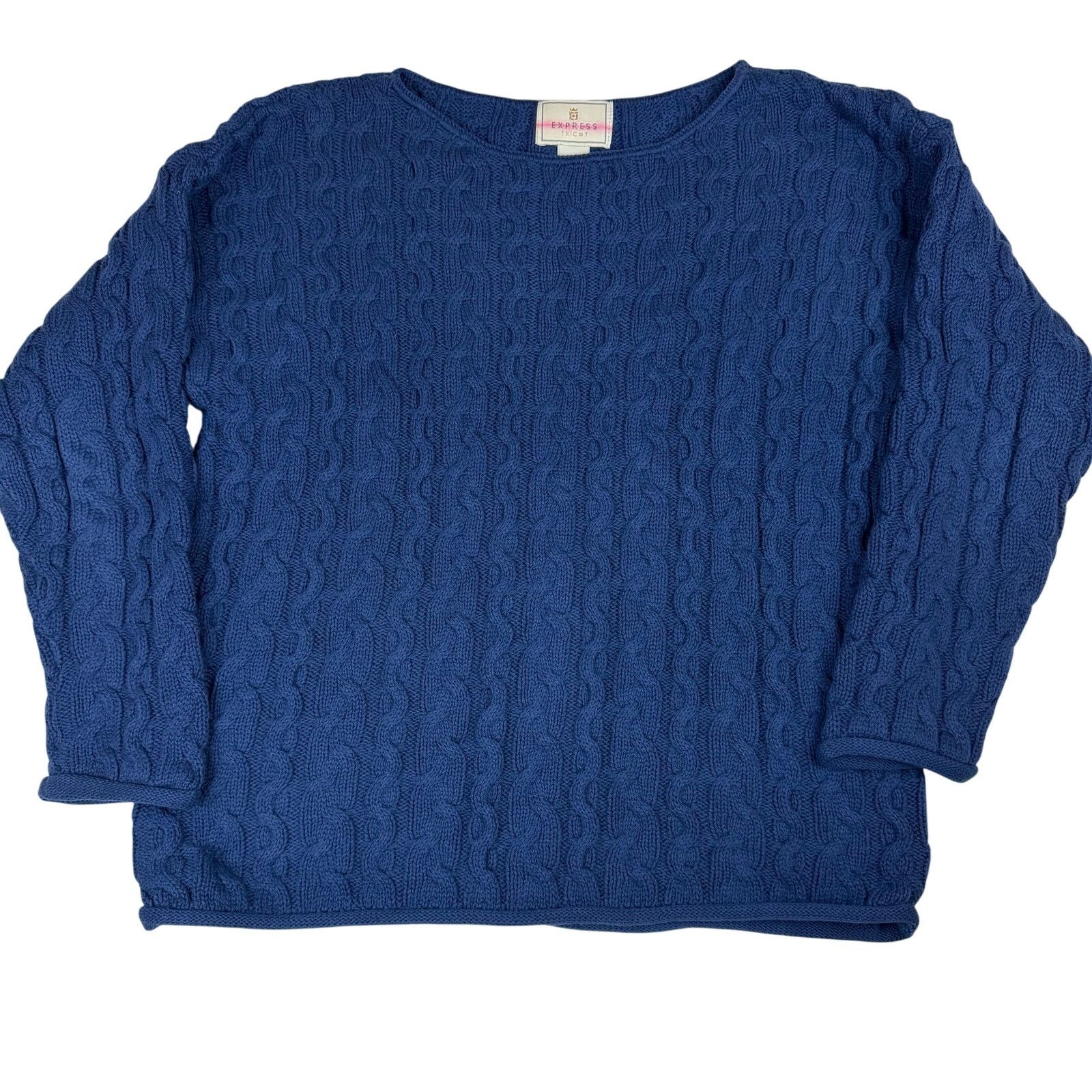 Express Vintage Express Tricot Blue Cable Knit Sweater - Medium Size M / US 6-8 / IT 42-44 - 1 Thumbnail