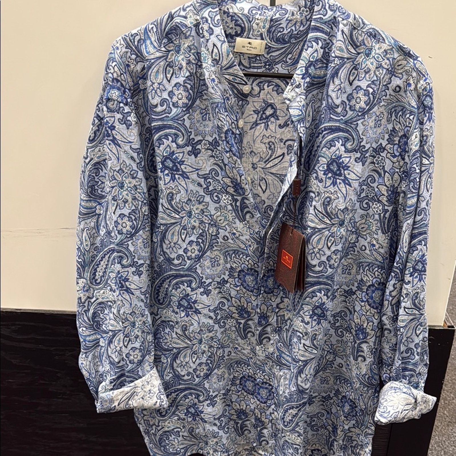 Etro NWT Etro men’s Blue Paisley Button-Up Shirt Size L Size US L / EU 52-54 / 3 - 1 Thumbnail