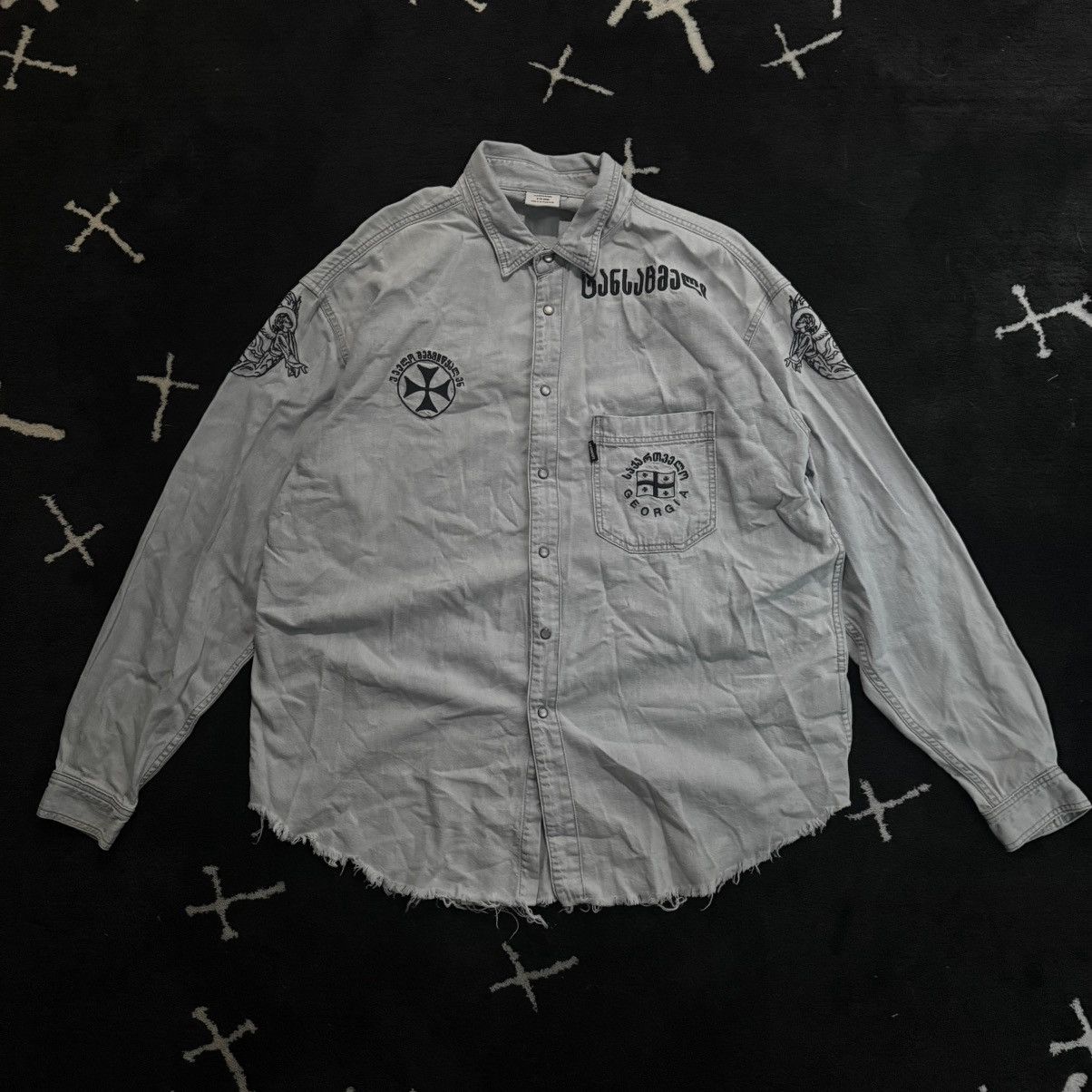 SS19 - Georgian Levis Edition Embroidered Blue Denim Shirt