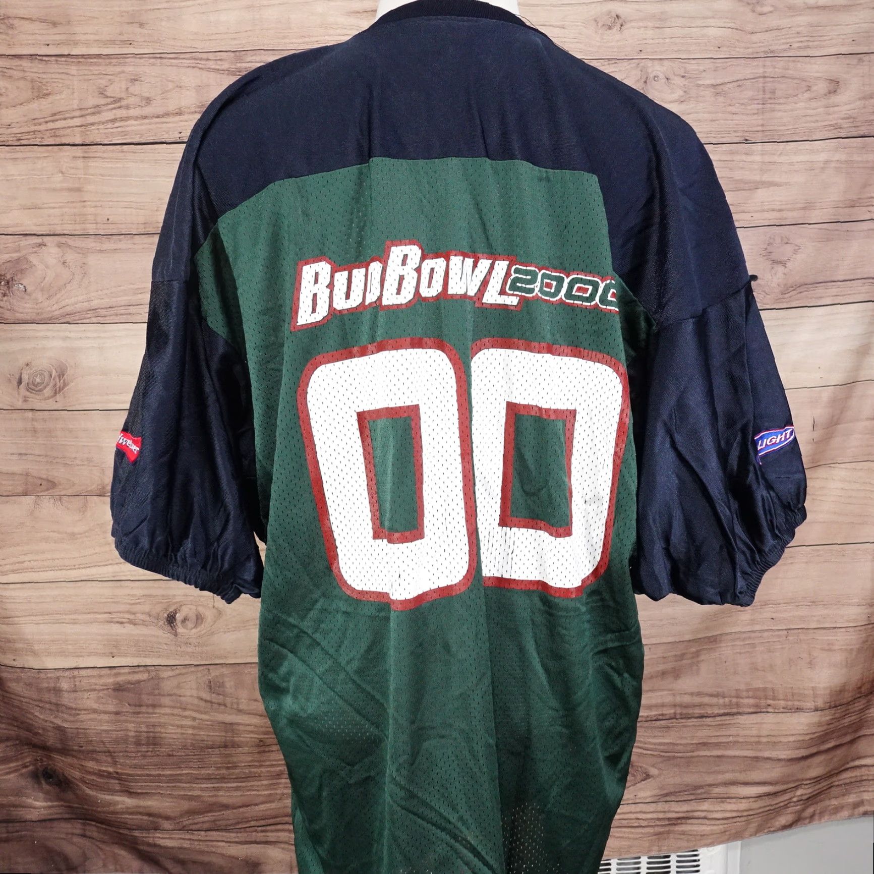 Budweiser VINTAGE EMPIRE SPORTING GOODS BUD BOWL 2000 GREEN FOOTBALL JERSEY ONE SIZE 26X34 Mens Size US M / EU 48-50 / 2 - 5 Thumbnail