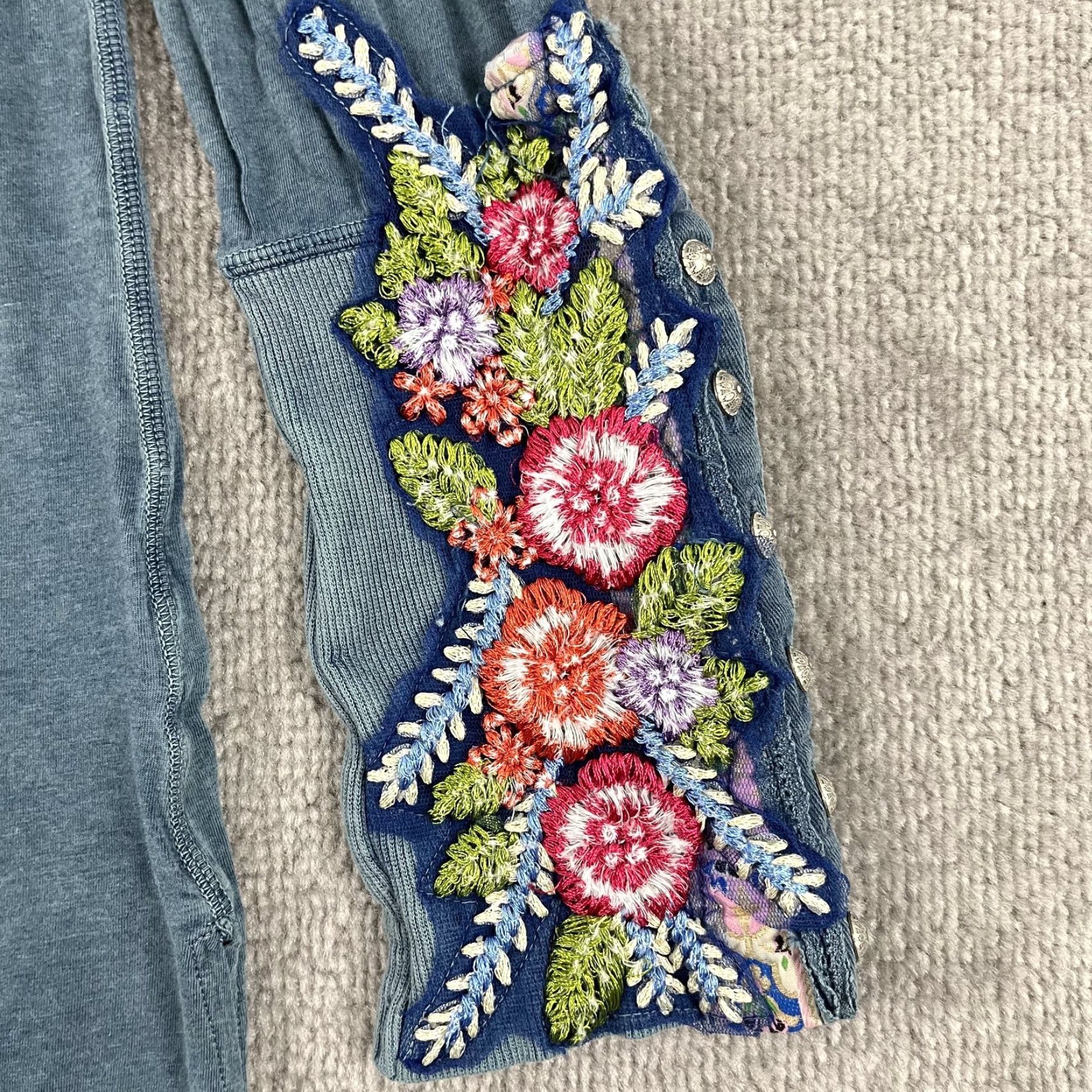 Vintage Aratta Silent Journey Blouse Womens S Blue Floral Embroidered Henley Boho Long Sleeve Size S / US 4 / IT 40 - 2 Thumbnail