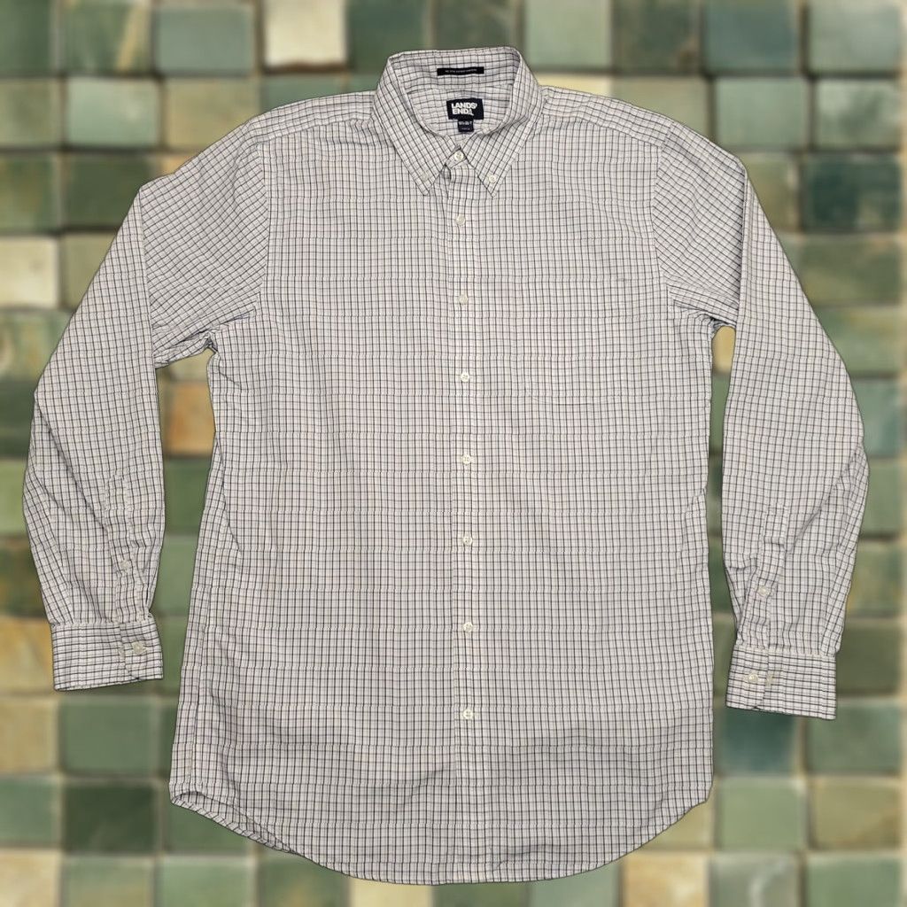 Lands' End Lands End Men Shirt 16.5 36 Tall Blue No Iron Pinpoint Oxford Button Down Dress Shirt Mens Blue 16.5 36 Tall Button-Up Casual Business Regular Fit Size 46R - 1 Thumbnail