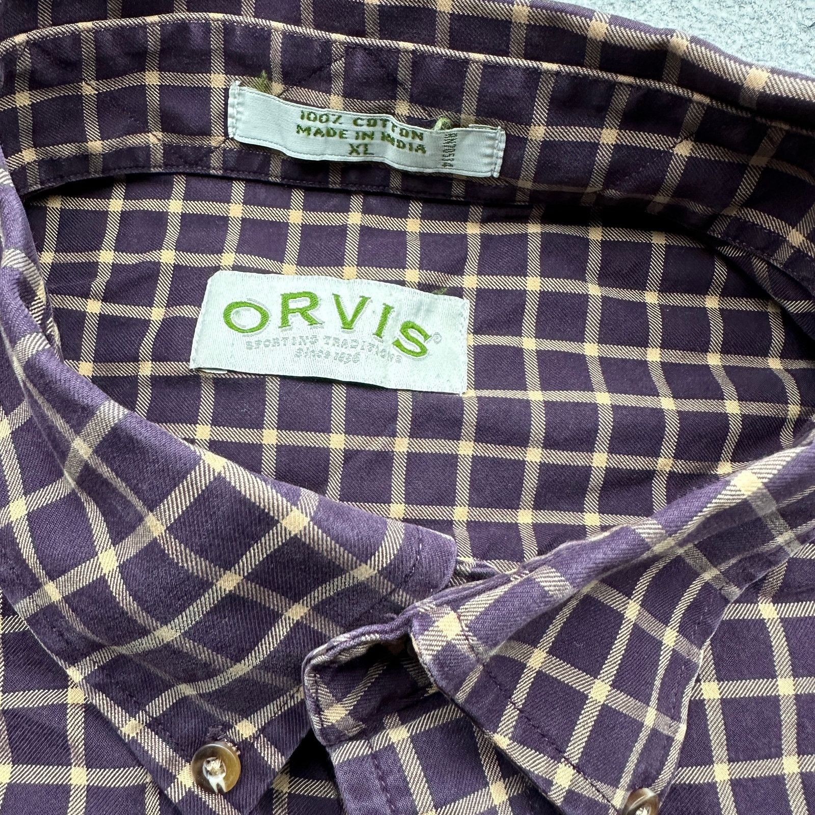 Orvis Orvis Check Windowpane Plaid Purple Button Shirt Mens XL Size US XL / EU 56 / 4 - 3 Thumbnail