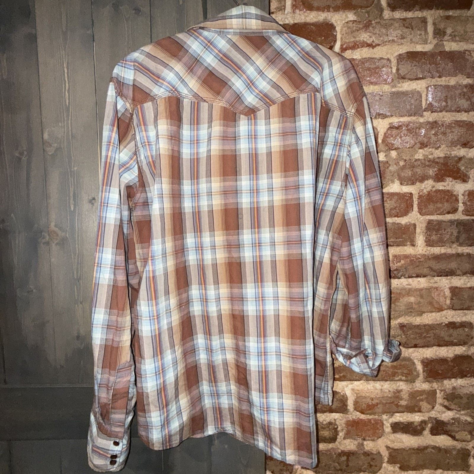 Calvin Klein Calvin Klein Mens XL Brown Plaid Cowboy Rodeo Western Retro Size US XL / EU 56 / 4 - 3 Thumbnail