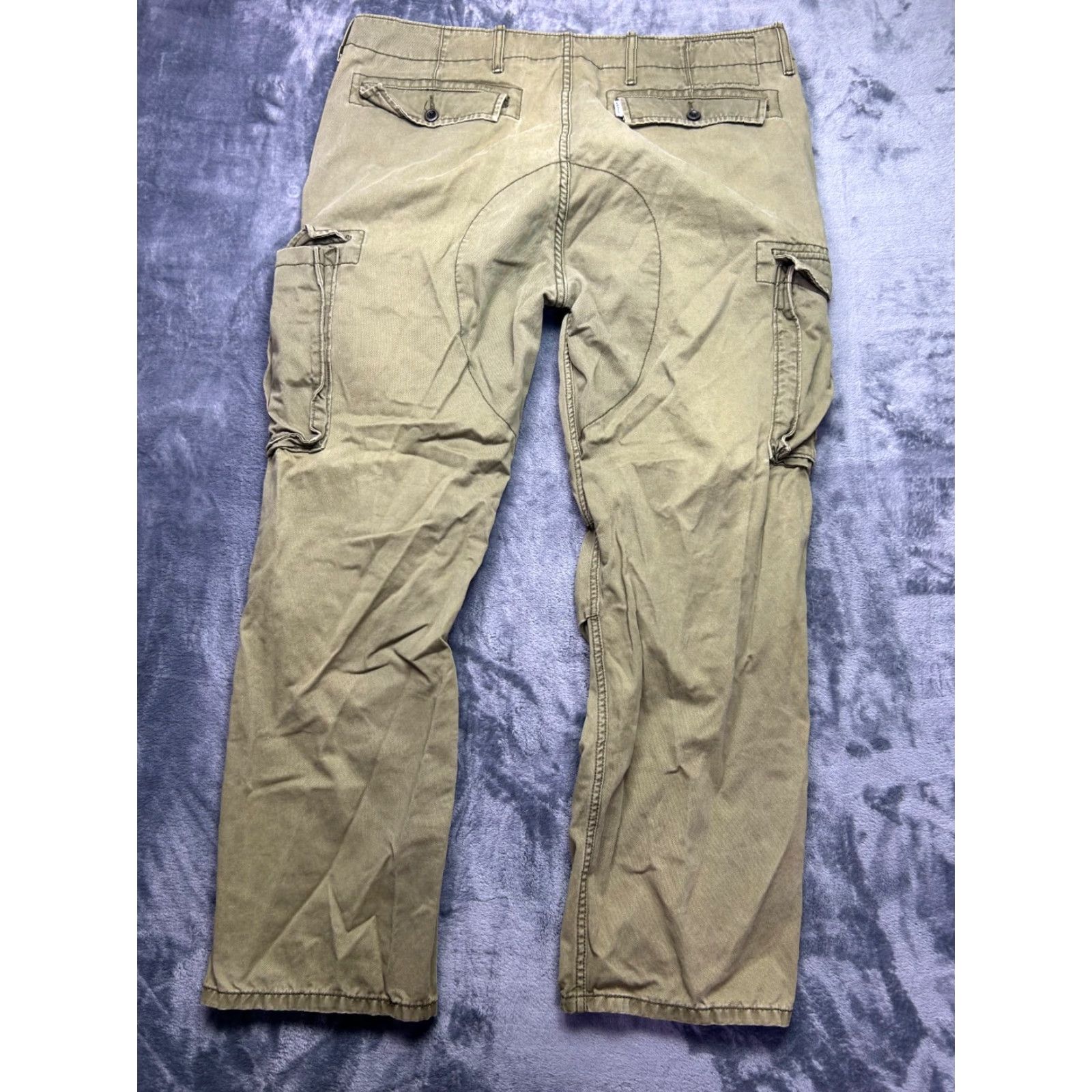 Levi's Levis Cargo Pants Mens Olive Green Cotton 38x30 Relaxed Straight 500 Series Utility Size US 38 / EU 54 - 3 Thumbnail